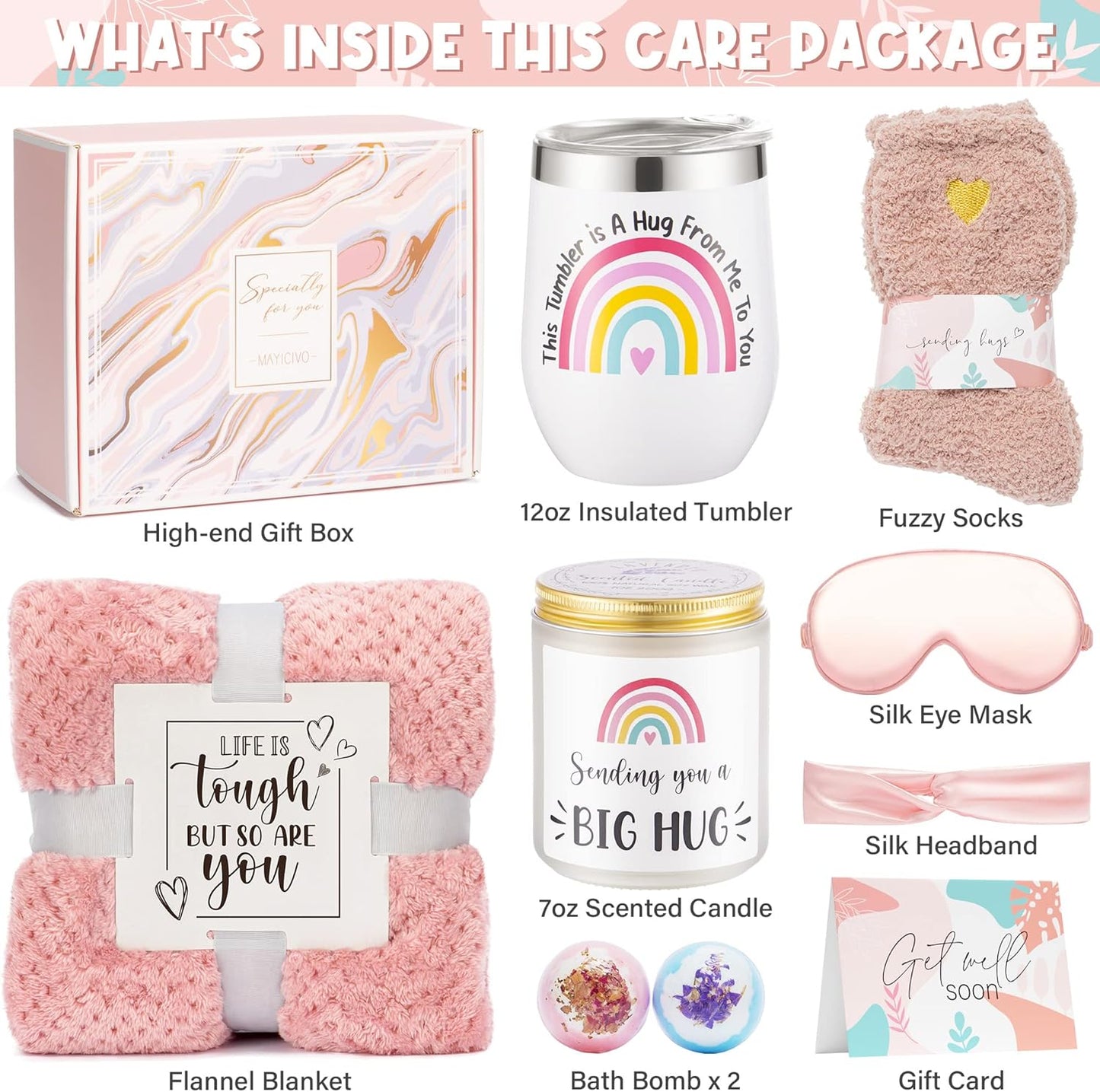 Get Well Soon Gifts for Women, Inspirational Birthday Gifts for Women, Self Care Package Get Well Gift Baskets for Friends after Surgery, Sympathy Thinking of You Gifts, Feel Better Cancer Care Gifts