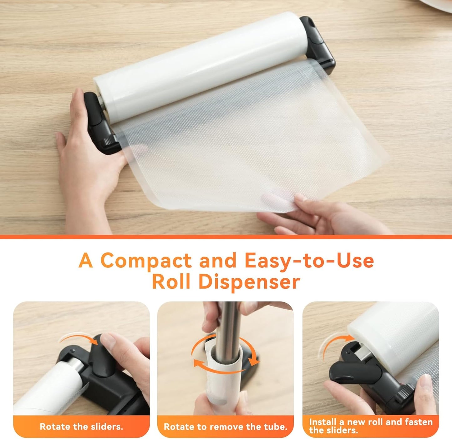 Vacuum Sealer Bags Rolls with Dispenser, 11"X50' (2 Pack) – Heavy Duty, Leakproof Food Storage for Sous Vide, Meal Prep & Freezer – Compatible with Food Saver