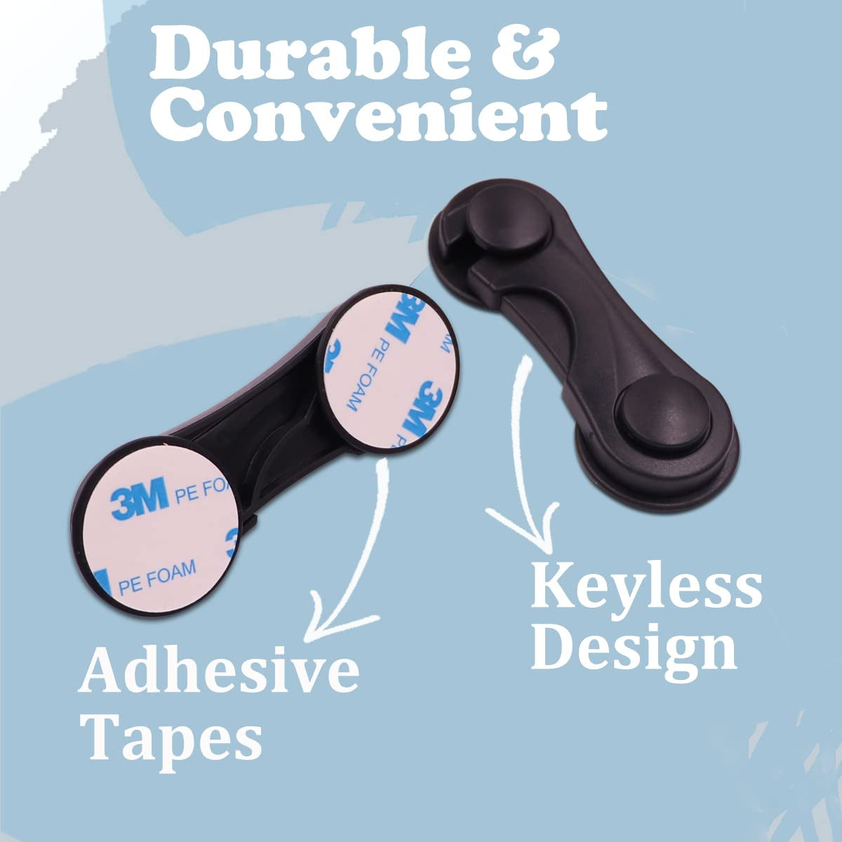 White Cabinet Locks 4 Pack + Black Cabinet Locks 4 Pack for Babies Safety