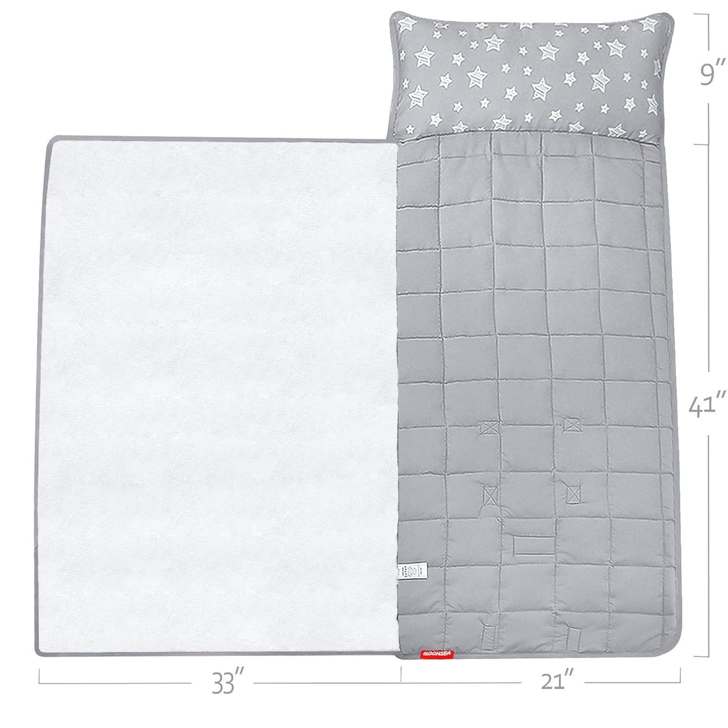 Toddler Nap Mat with Fleece Minky Blanket, Lightweight, Soft Perfect for Kids Preschool, Daycare, Travel Sleeping Bag Boys and Girls, 21" X 50" Fit Standard Cot