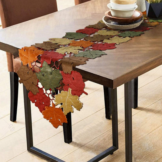 Fall Thanksgiving Table Runners, Fall Decorations for Home, 13Inch X 54Inch Embroidered Maple Leaves Table Runner for Harvest, Autumn Farmhouse Decorations for Home Settings, Machine Washable.