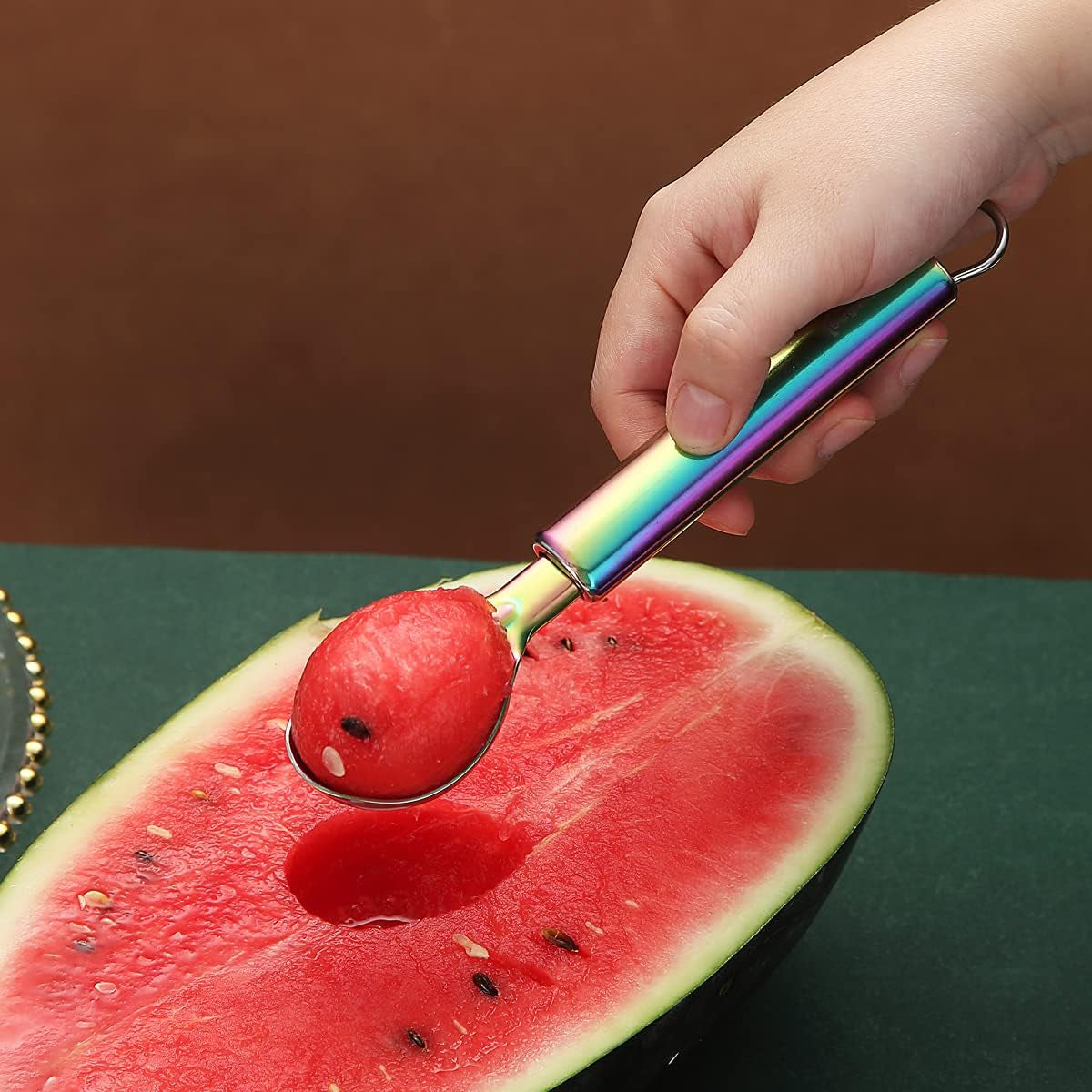 Titanium Plated Stainless Steel Ice Cream Scoop and Cookie Melon Baller, Dishwasher Safe Specialty Tool