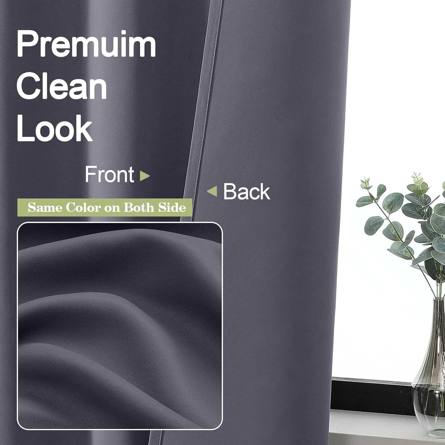 Sally Grey Short Blackout Curtains 36 Inch Length 2 Panels Set, Half Window Rod Pocket Privacy Room Darkening Curtain Tiers for Kitchen Bathroom, 2 Pcs Each W40 X L36 Inch, Grey