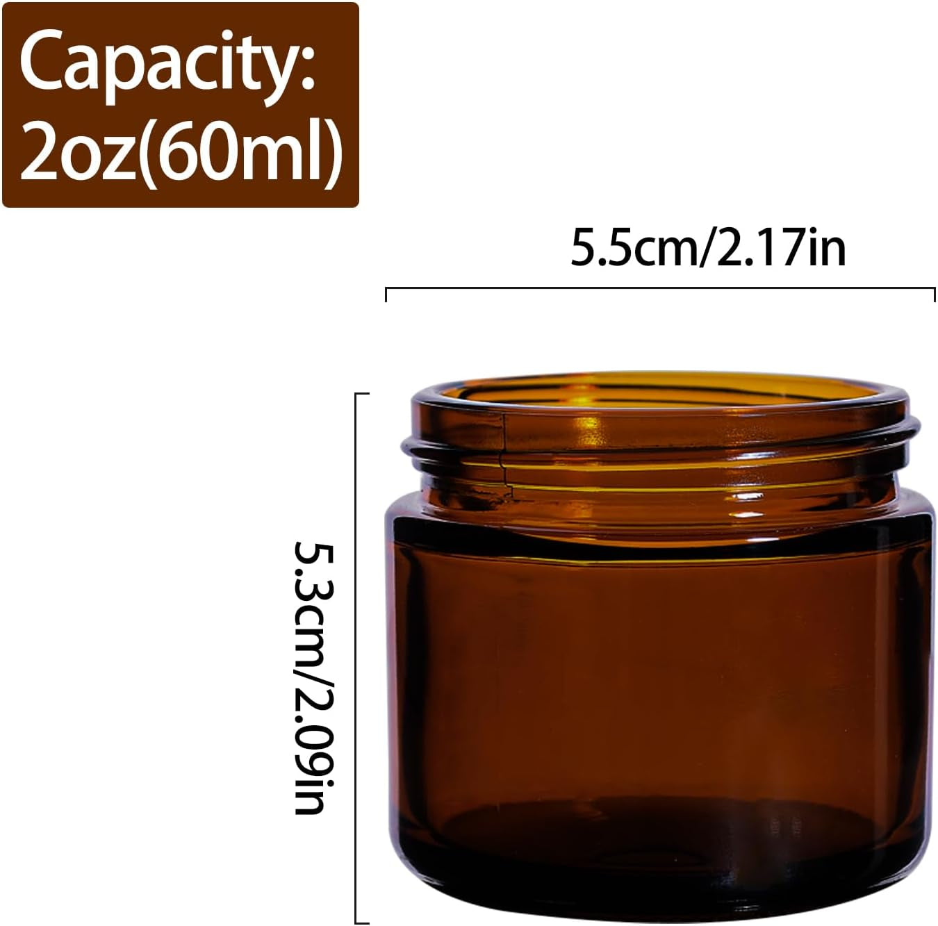 2 Oz Amber Glass Jars with Lids,24 Pack 2Oz Small Glass Jars with Inner Liners and Black Lids,Travel Jars for Cosmetics Container,Cream Lotion,Body Scrub, Lotion