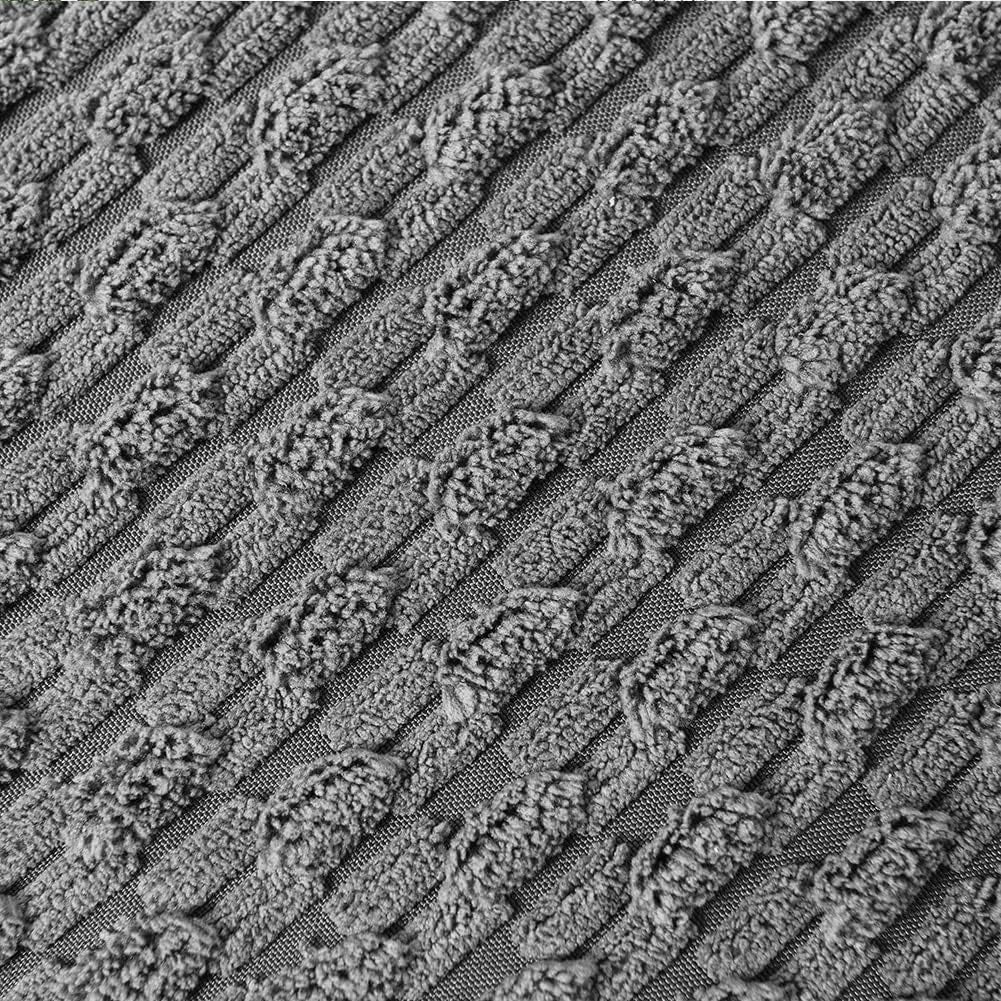 Set of 2 Dark Gray Decorative Throw Pillow Covers 18X18 Inch with Pom-Poms for Couch Bedroom Living Room, Modern Farmhouse Boho Home Decor, Soft Plush Corduroy Cute Cushion Case 45X45 Cm