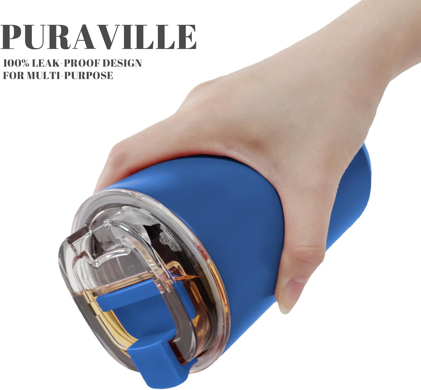 Insulated Tumblers with Lid, 14 Oz Travel Coffee Mug Stainless Steel Vacuum Cup, Leak Proof Reusable Double Walled Coffee Tumbler for Iced and Hot Drinks, Klein Blue