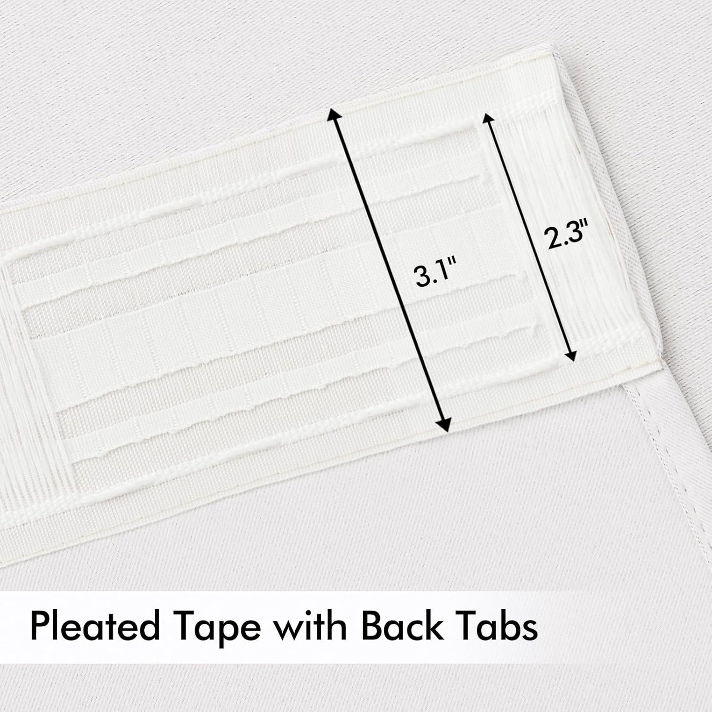Pure White Back Tab Blackout Curtain Set, 96-Inch Length, 2 Panels for Bedroom, Rod Pocket/Pinch Pleat, Thermal Insulated Light Blocking Drapes for Living Room