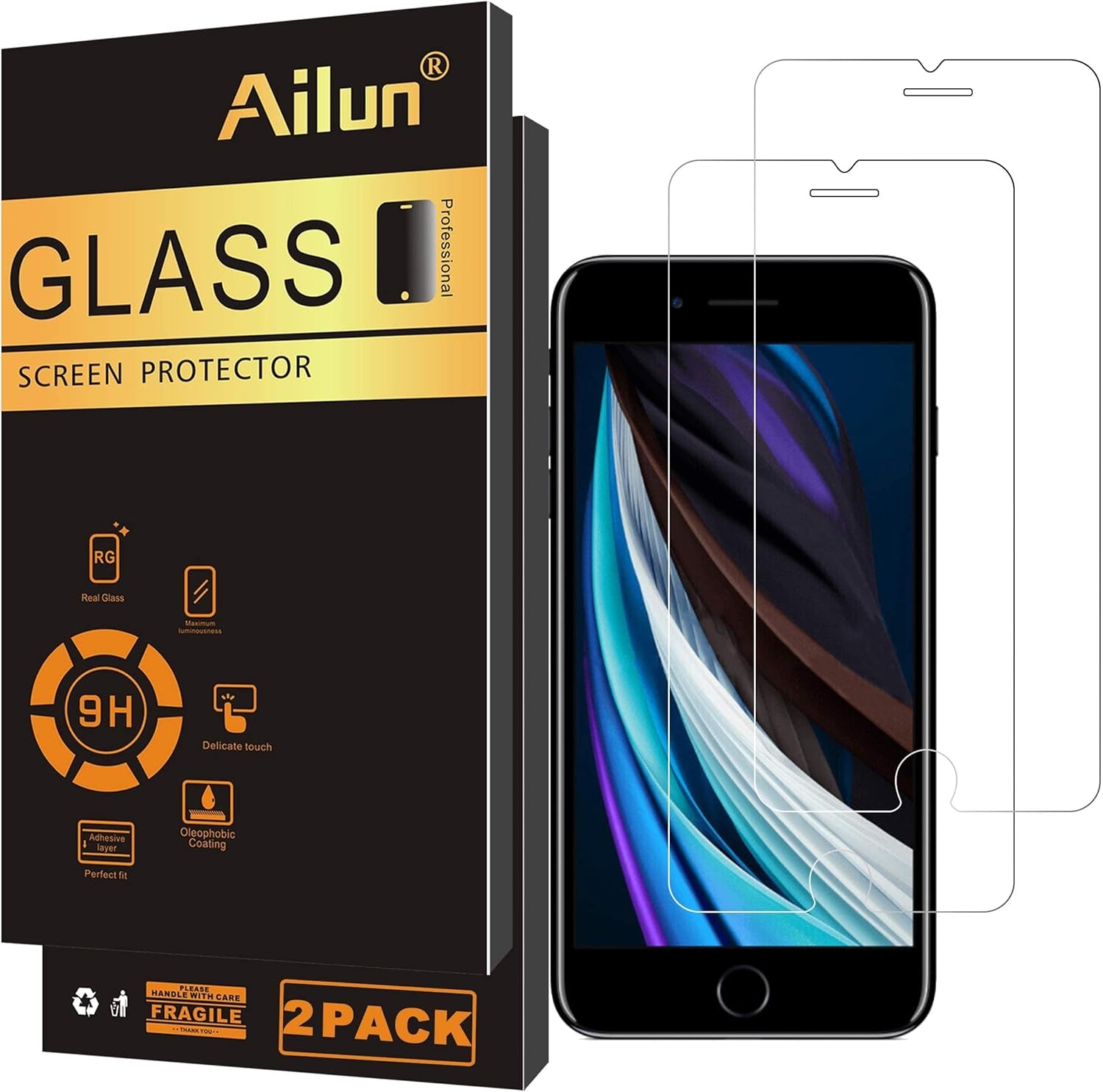 Screen Protector Compatible for Iphone SE 2020 New Iphone SE 2Pack 0.33Mm Tempered Glass and Privacy Tempered Glass Screen Protector anti Spy Private