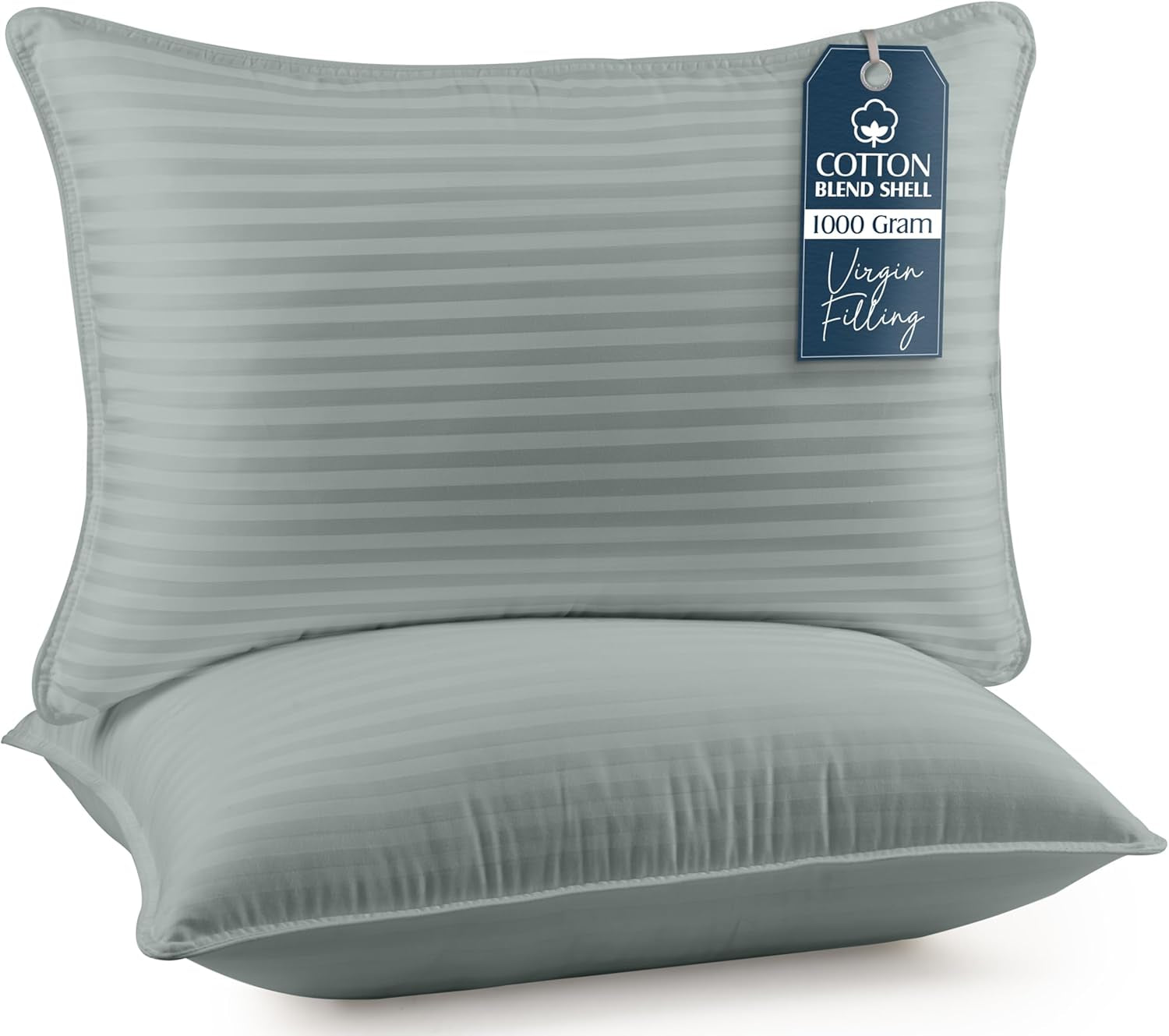 Bed Pillows for Sleeping Queen Size (Light Grey), Set of 2, Cooling Hotel Quality, for Back, Stomach or Side Sleepers