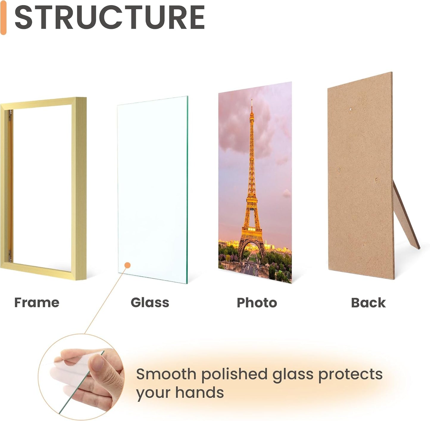 3 Pack 5X7 Picture Frame Gold Bundle with 4X6 Brown Frames
