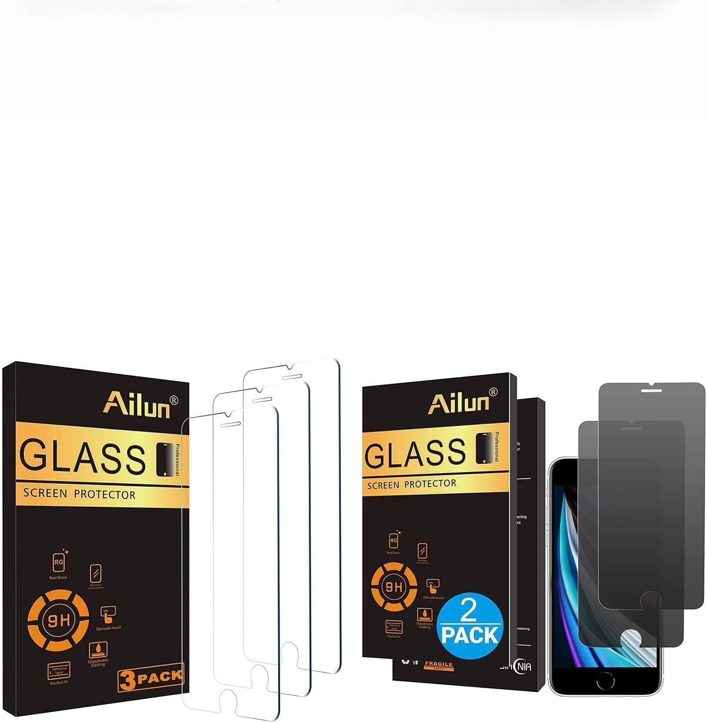 Screen Protector Compatible for Iphone SE 2020 2Nd/2022 3Rd Generation, Iphone 8,7,6S,6, 4.7-Inch 3 Pack and Privacy Tempered Glass Screen Protector for Apple Iphone SE 2020/2022, 2Pack