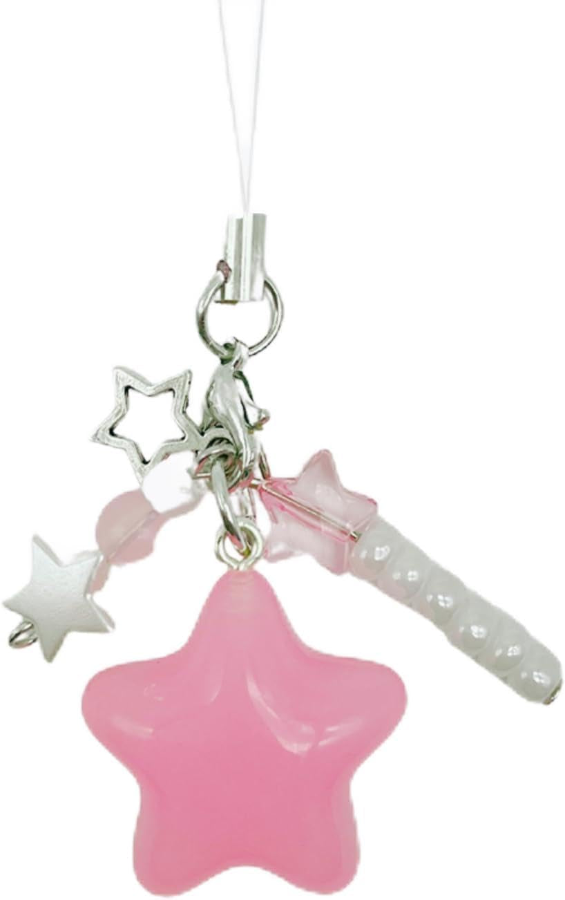 Star Phone Charm Cute Star Beaded Camera Charm Y2K Aesthetic Cell Phone Charms Camera Wrist Strap Chain Lanyard Accessories for Phone Bag Keychain Camera Pendants Decor