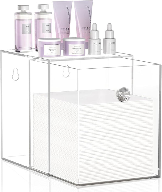 Clean Skin Club Face Towels Holder - Stackable Acrylic Organizer Compatible with Clean Skin Club Towel XL, Bathroom Vanity, Dresser Holder, Dustproof Multipurpose for Makeup, Skincare, Clear