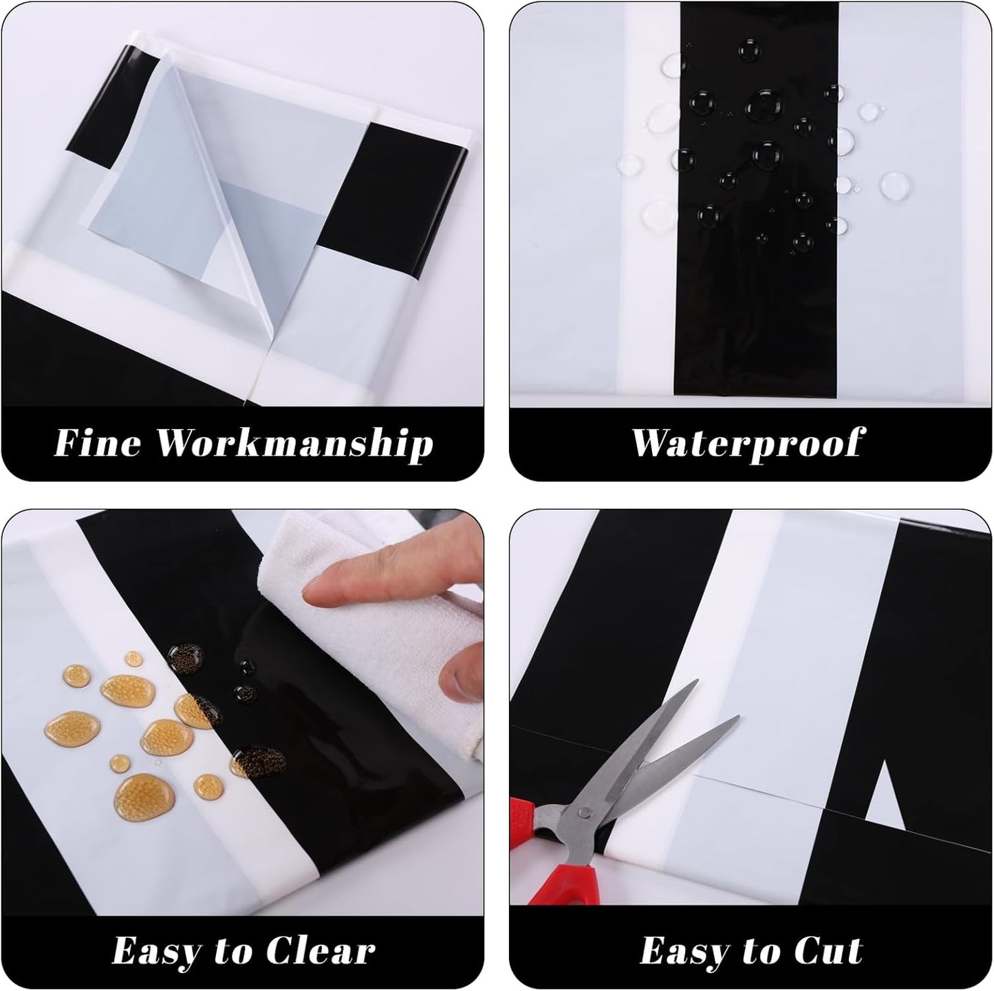 3 Packs Black and White Vertical Striped Tablecloth 54 X 108 Inch Geometric Black Stripe Table Cloths Disposable Plastic Stripe Table Covers Waterproof Picnic Tablecover for Camping Party