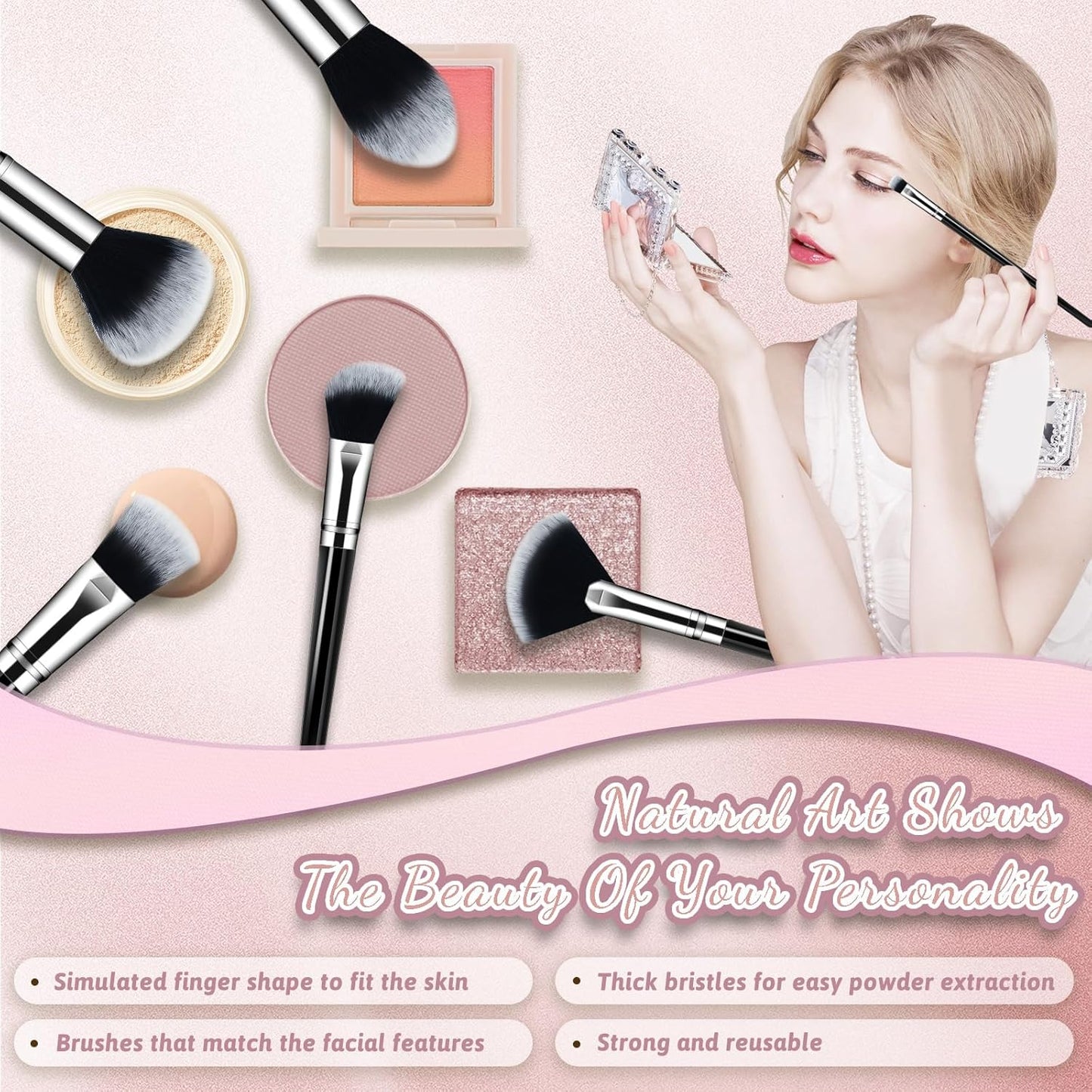 Makeup Brush Set, Premium Synthetic 14 Pcs Makeup Brushes, Travel Makeup Brush Set for Foundation, Concealer, Blush and Eyeshadow Brush(Black)