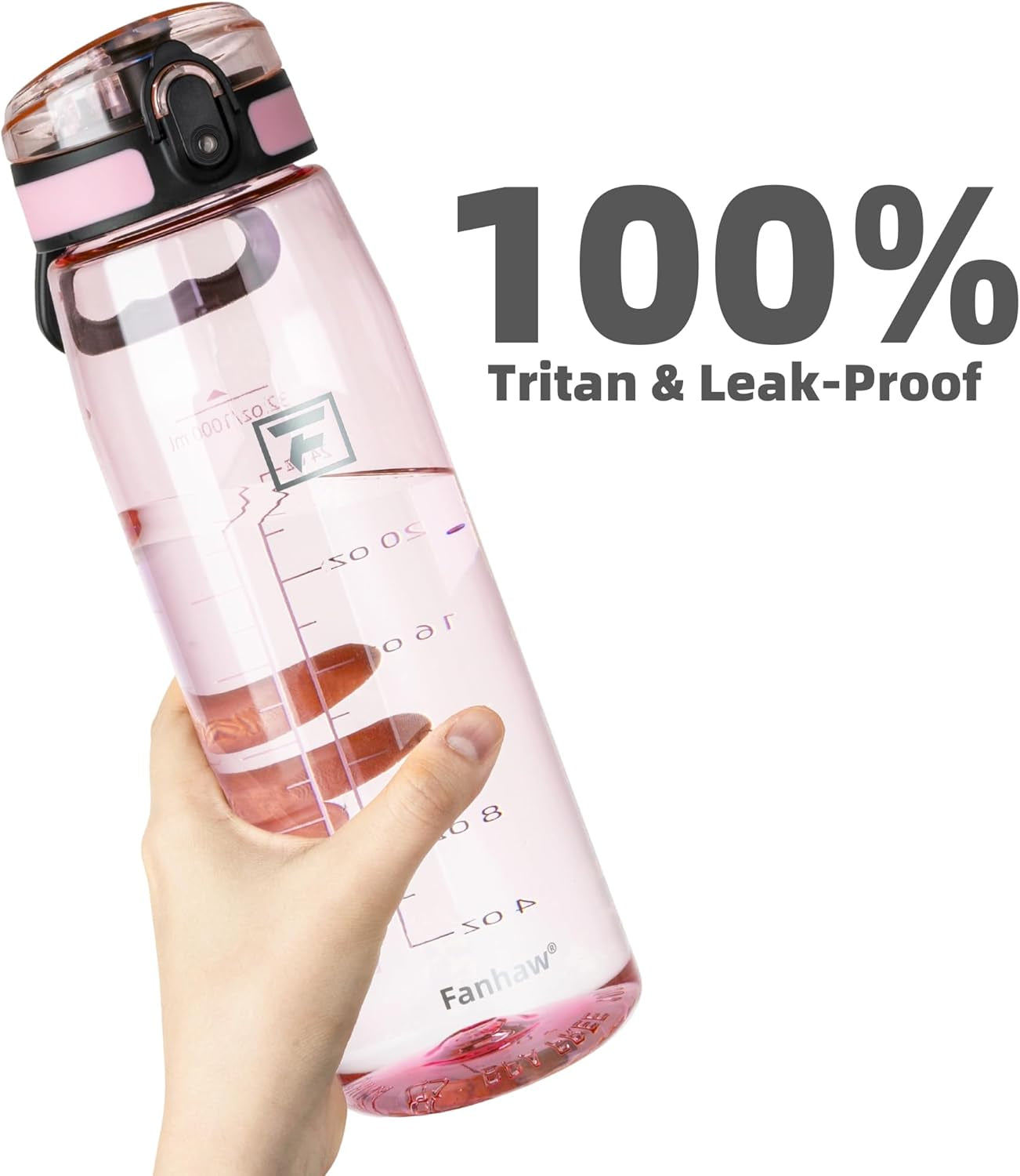 32 Oz Tritan Water Bottle with Chug Lid - Clear, Bpa-Free, Lightweight, Wide Mouth, Leak-Proof, Perfect for Gym, Travel, School, Office, and Sports (Cherry Blossom)