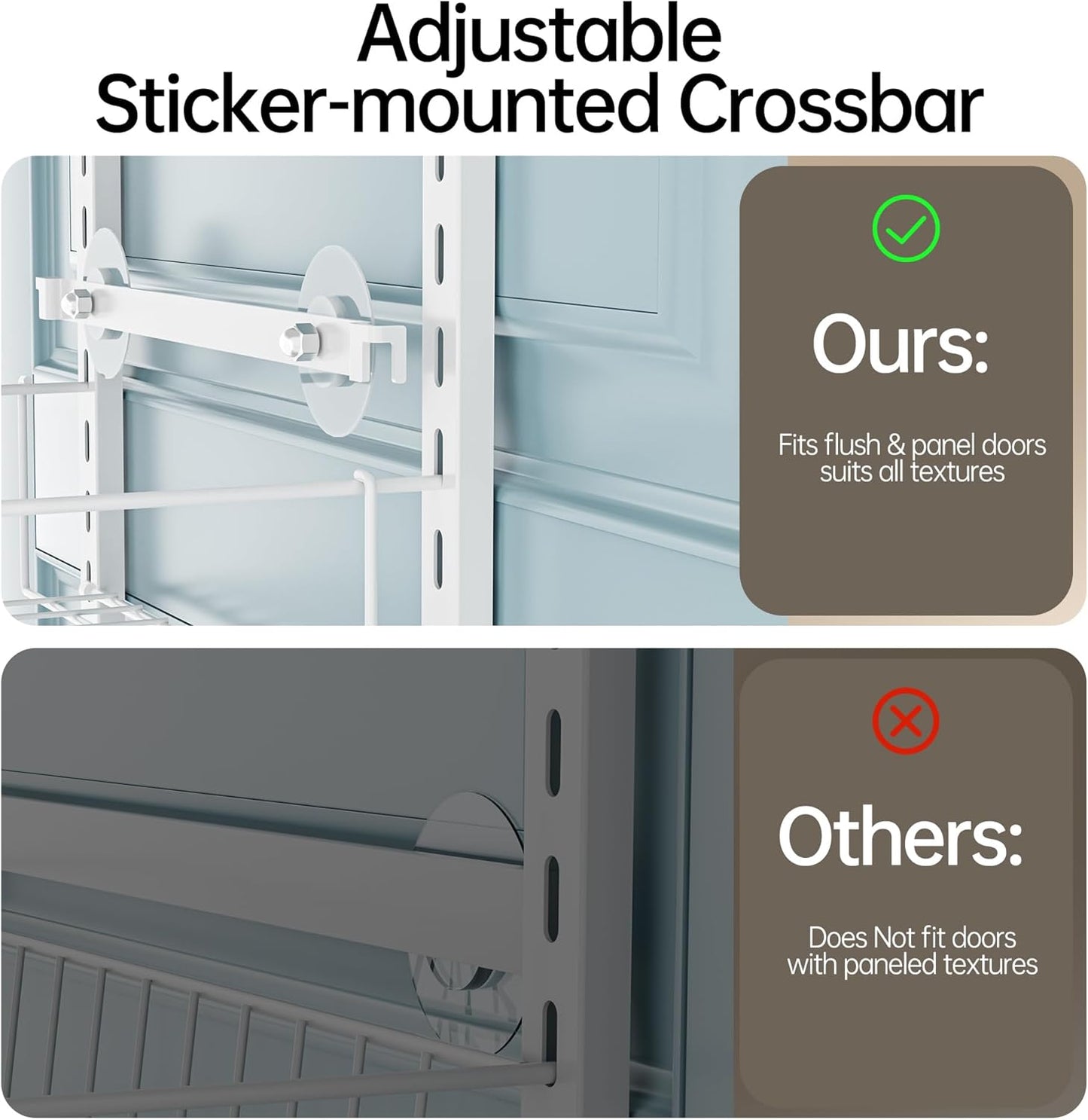 Pantry Door Organizer, Adjustable Metal over the Door Pantry Organizer Rack, 6-Tier over the Door Spice Rack, Kitchen Pantry Door Organizers and Storage, D5 W12 H52.1 Inch, White, Small