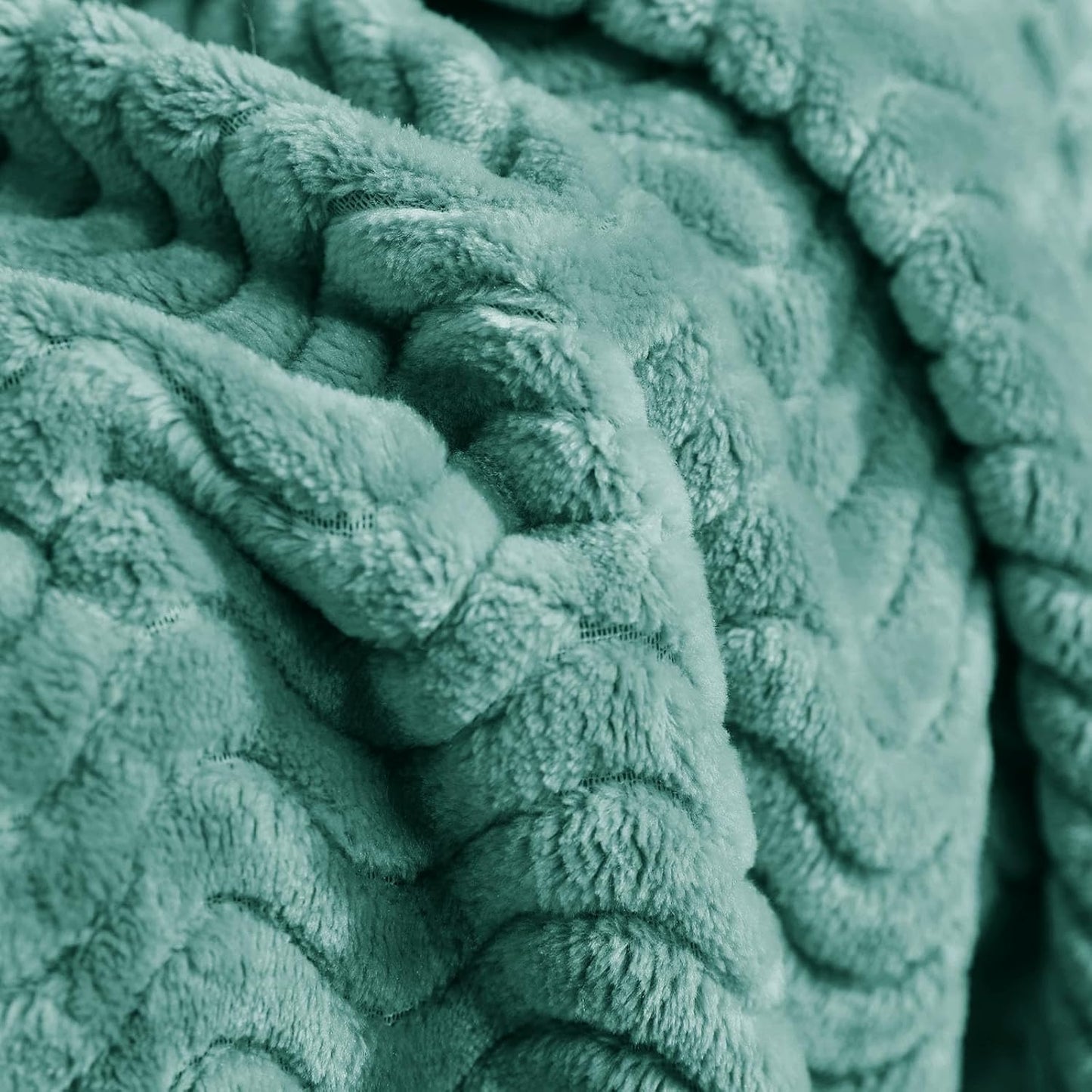 Celadon Soft Fleece Throw Blanket - Cozy Lightweight Decorative Wave Texture for Year-Round Comfort, 50x70 Inches