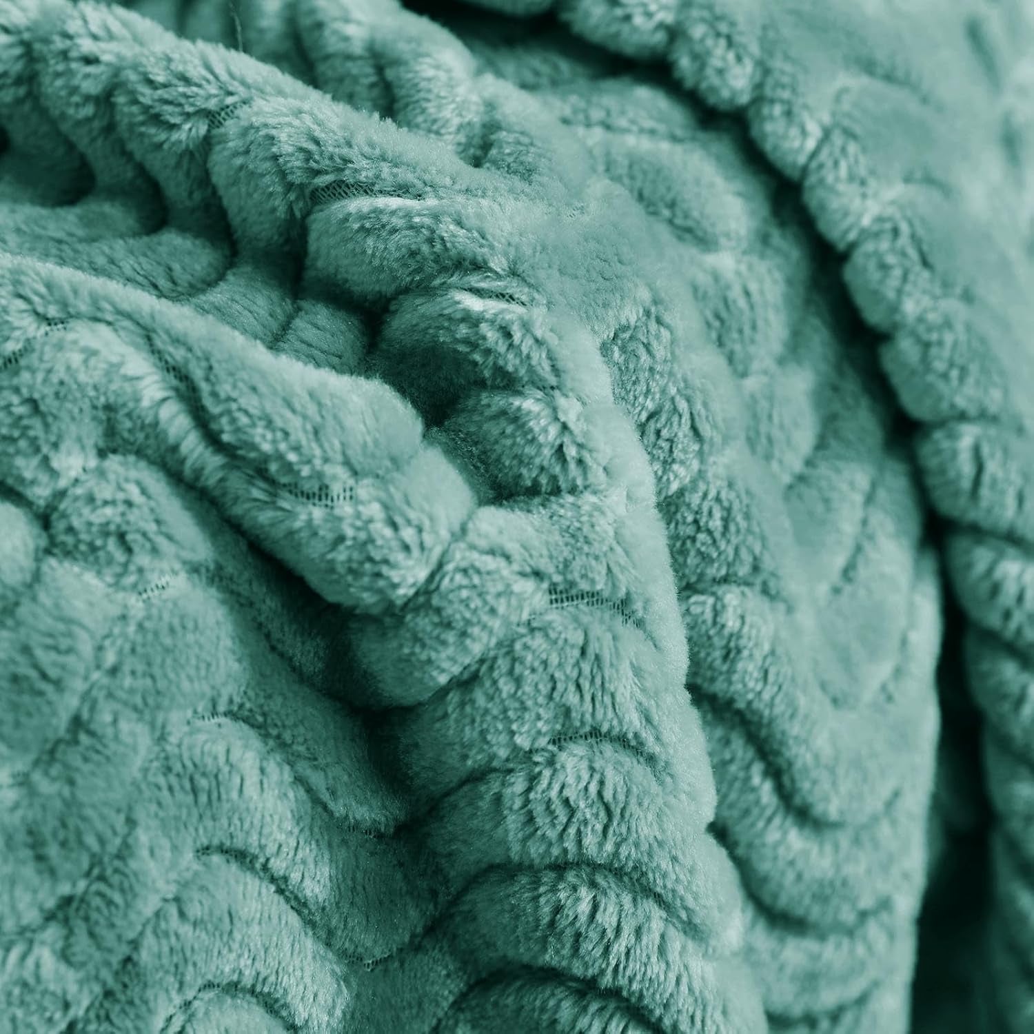 Celadon Soft Fleece Throw Blanket - Cozy Lightweight Decorative Wave Texture for Year-Round Comfort, 50x70 Inches