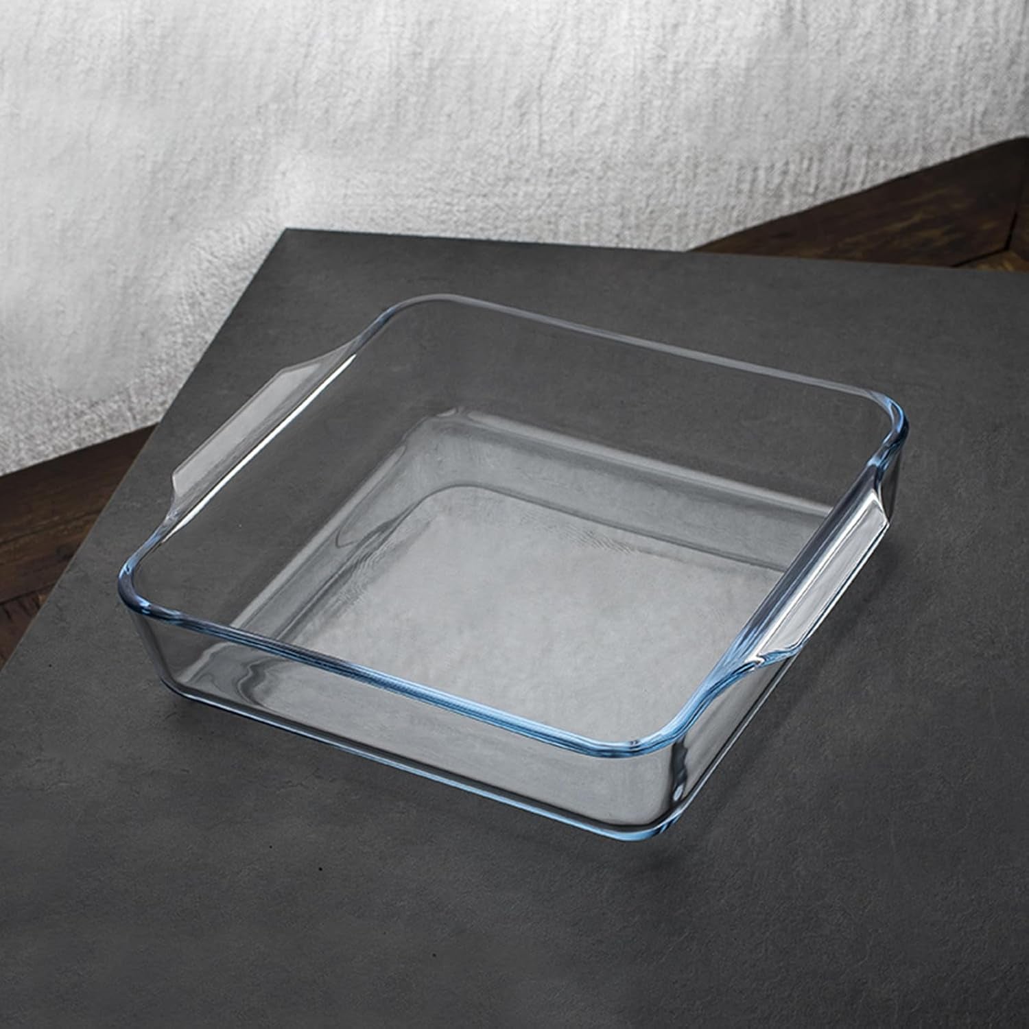 Glass Square Baking Dish Individual Portion Baking Pan for Oven Microwave Square Egg, Clear Prep Bowls with Handle (Transparent, 6")
