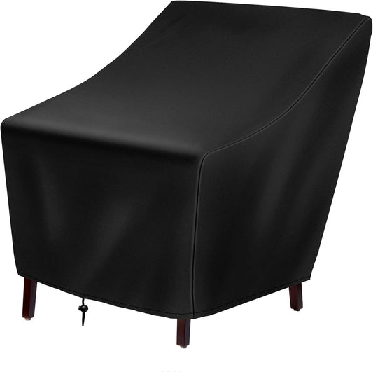 Patio Chair Covers Waterproof Patio Furniture Covers, Outdoor Heavy Duty 420D Deep Seated Patio Lounge Chair Cover for All Weathers Veranda Lawn Backyard Black