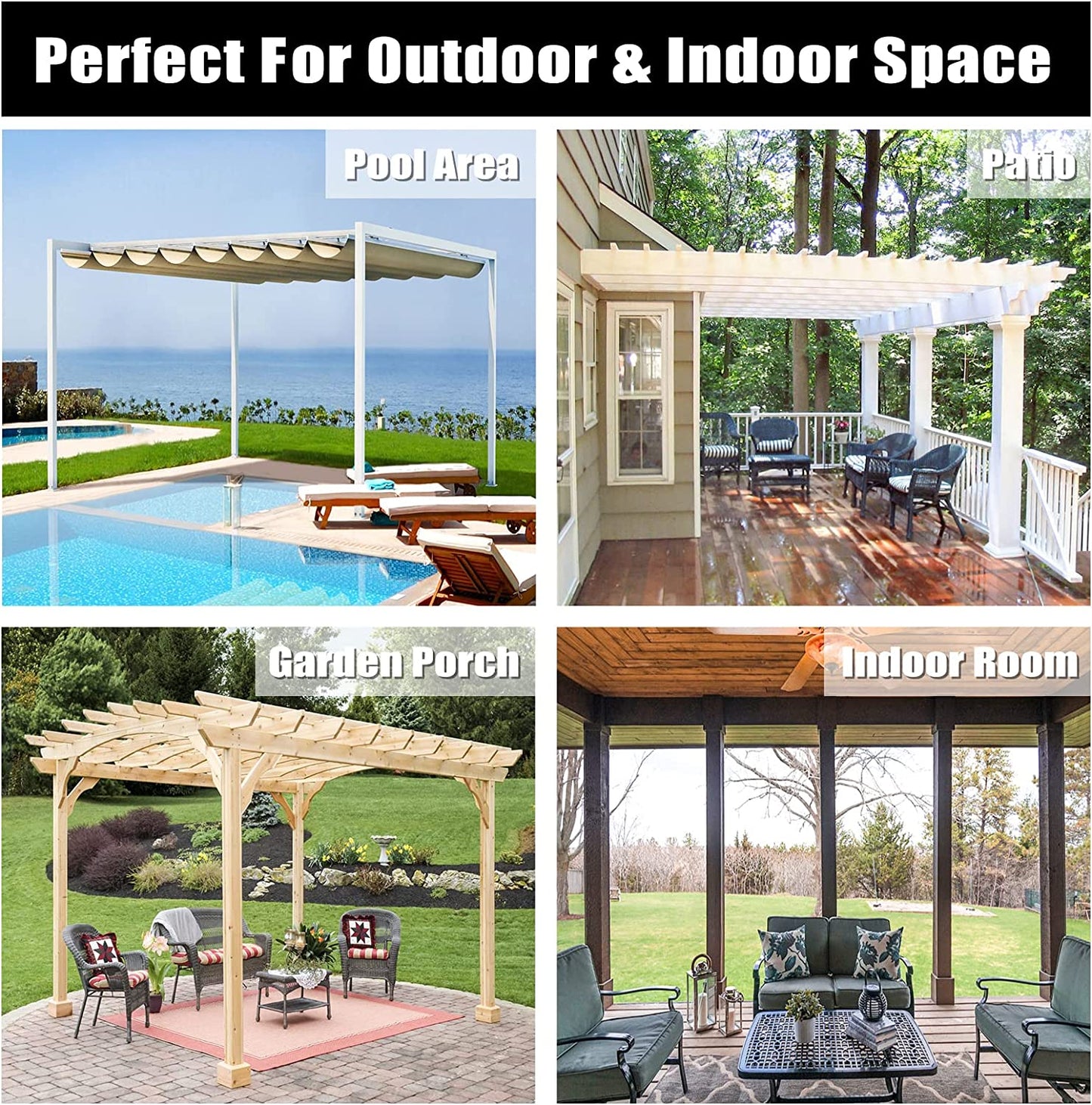 Outdoor Curtains Waterproof Windproof Weatherproof Curtain for Patio, Cabana, Porch, Pergola and Gazebo, Grommet Top and Tab Bottom Drape, 1Panel, 54X84 Inch, Beige