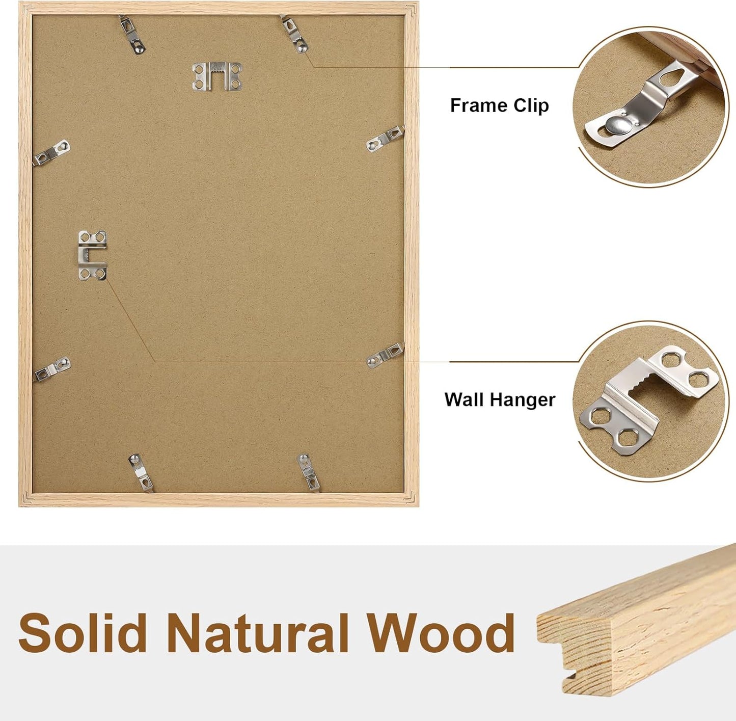 11X14 Picture Frame - Solid Natural Wood Frame with Shatterproof Plexiglass, Includes 8X10 Mat, Wall Hanging for Photos, Art, Home & Office Decor (1 Pack)