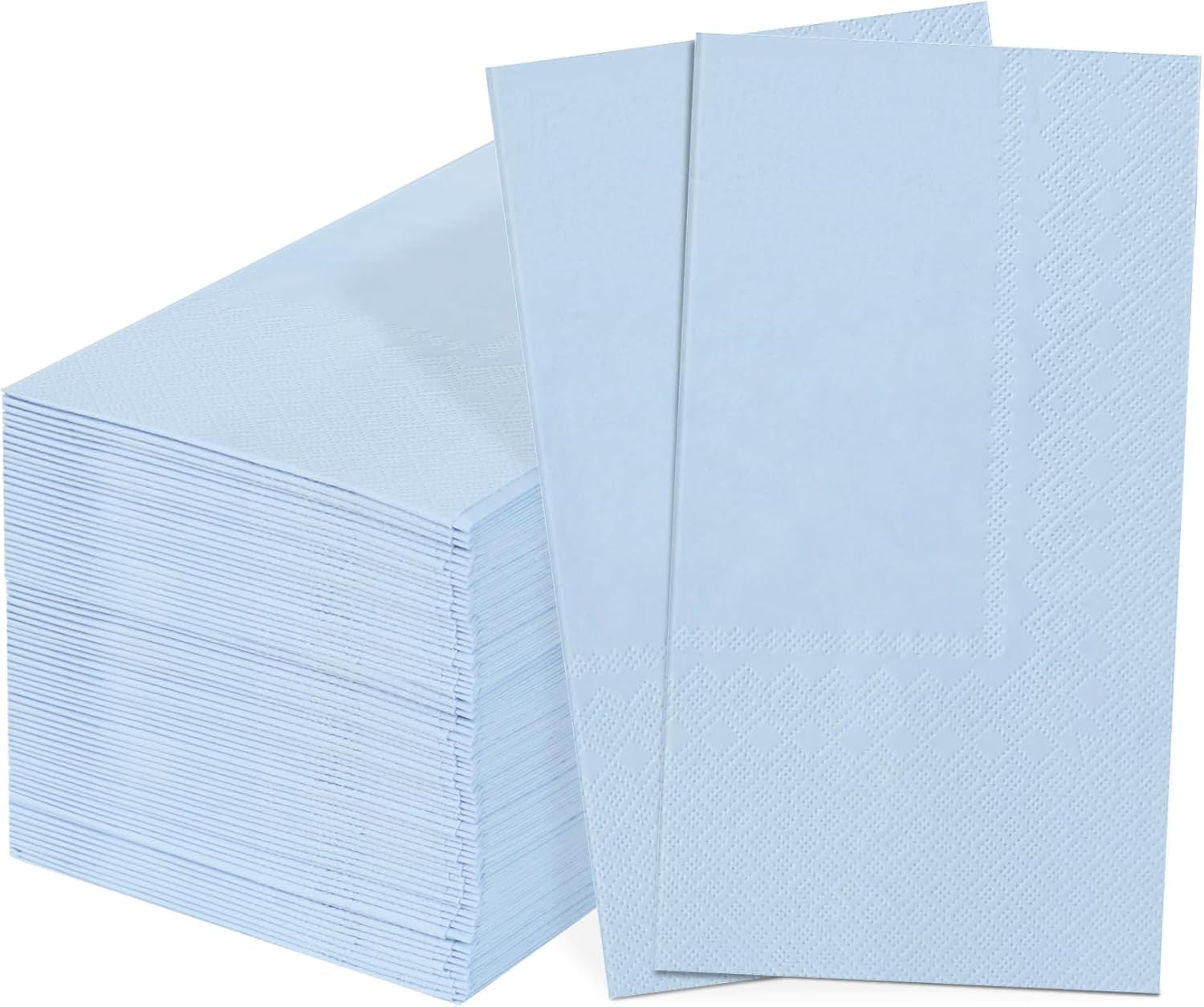 50 Pcs 3-Ply Blue Scalloped Cocktail Napkins Guest Bathroom Napkins Thick Paper Napkins Disposable Party Napkins Beverage Napkins for Birthday, Wedding,Anniversary Party, Baby Shower 13 X 15.7 Inches