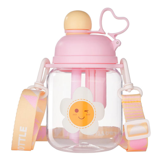 27Oz Pink Tritan Toddler Water Bottle with Straw, BPA Free, Leak-Proof, Includes Fruit Infuser Strainer, Perfect for School and Sports