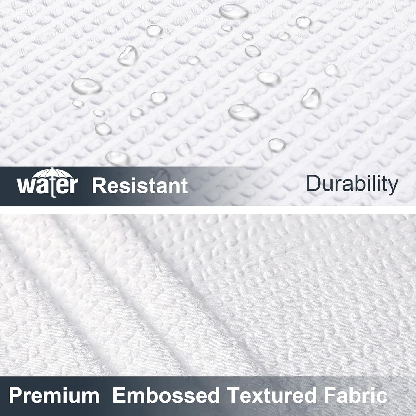 White Stall Shower Curtain for Bathroom, 3D Embossed Textured Fabric Small Shower Curtain for Narrow Stall Size, Machine Washable Water Resistance, Hotel Style, 36" W X 72" L, White