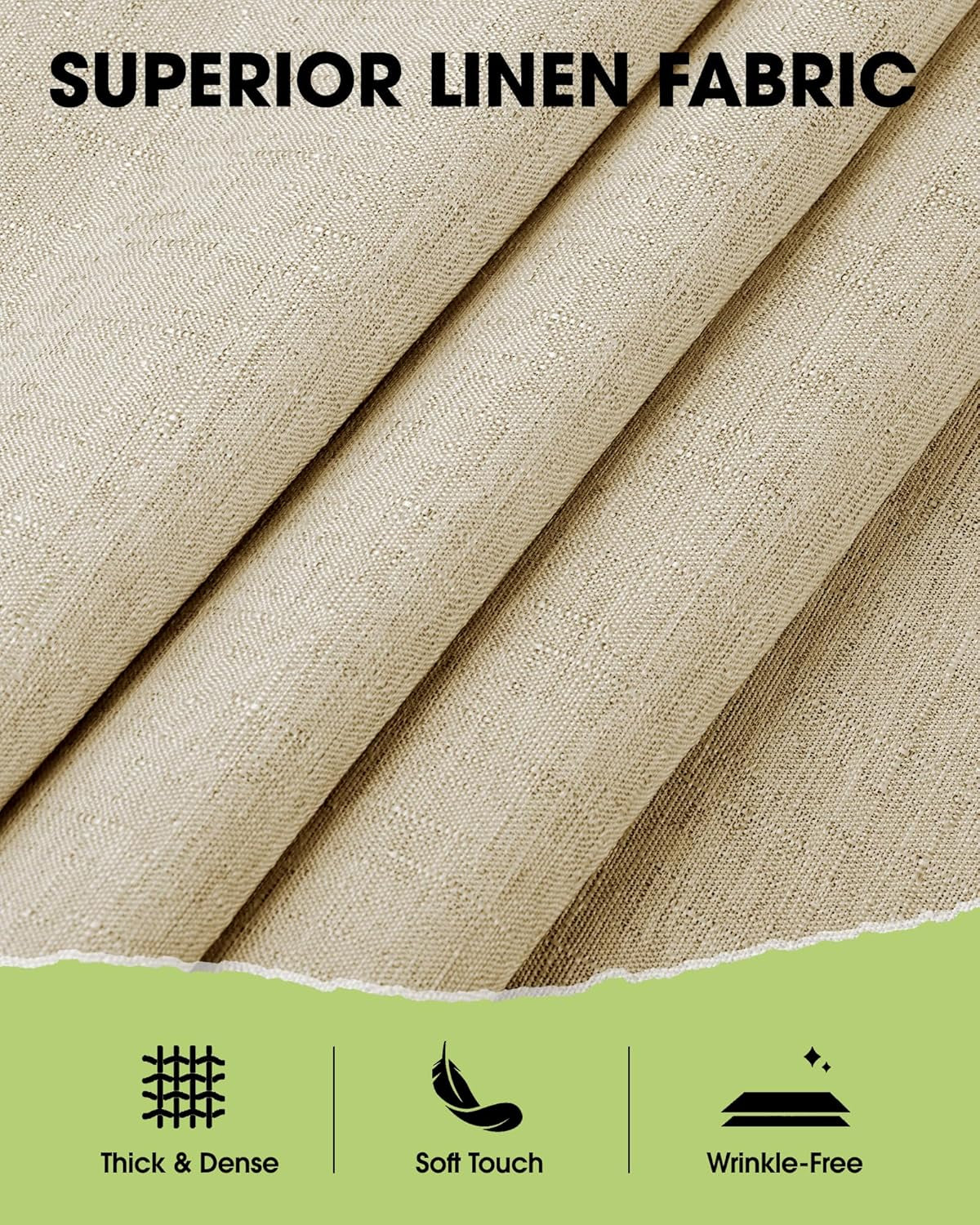 Rectangle Linen Tablecloth Waterproof & Stain Resistant, Wrinkle-Free Table Cloth Adds Elegance and Protection, Ideal for Dining, Party, Wedding and Outdoor, 52 X 70 Inch, Beige