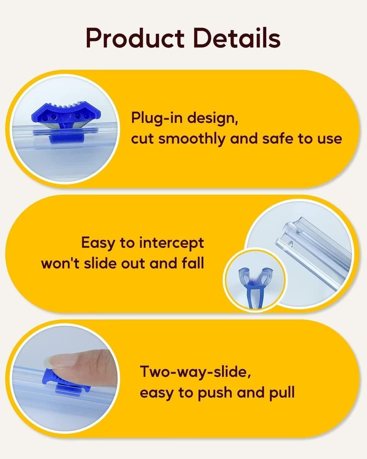 Slide Cutter 15.5 Inch for 15.5 Inches Plastic Food Wrap, Two Way Sliding Cutter for Aluminum Foil Parchment Paper Baking Paper Kitchen