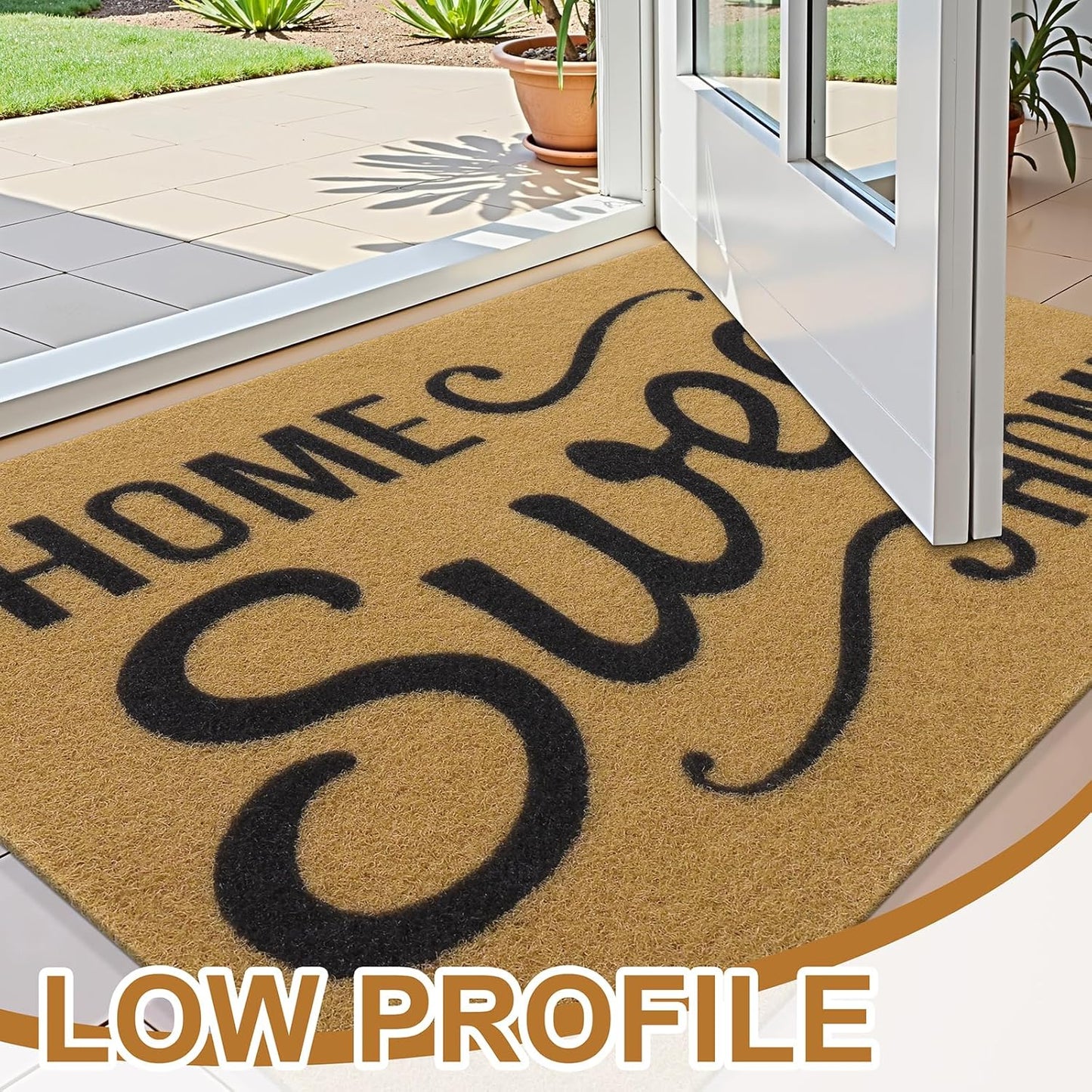 Front Door Mat, Low Profile Welcome Doormat for Home, Stain and Fade Resistant, Easy to Clean, for Indoor and Outdoor Entrances, Porch or Entryway, 30X17 Inch, Brown