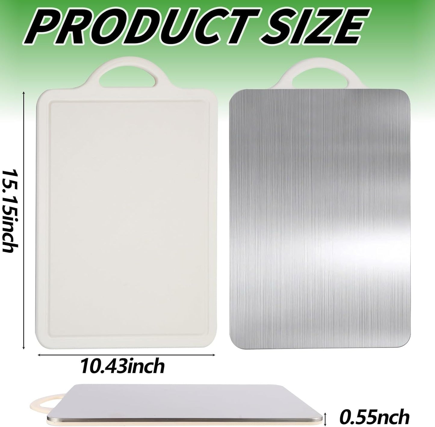 15.2X10.5 in Stainless Steel Cutting Board,Double Sided Steel Cutting Board for Kitchen1Pcs,Stainless Steel/Wheat Straw Pp Large Cutting Board for Meat,Dishwasher Safe (Black)
