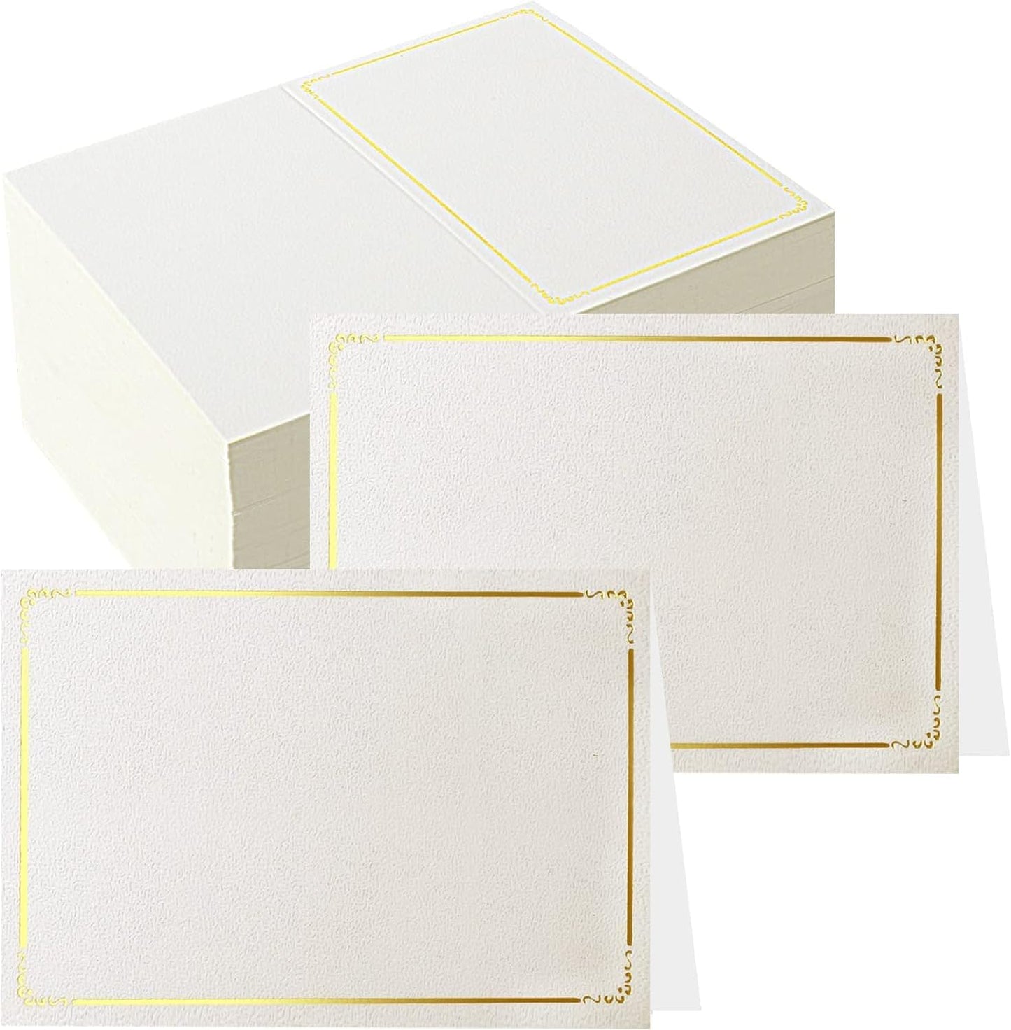 70 Pcs Place Cards Blank Fillable Banquet Seat Card with Gold Foil Frame, Place Cards for Table Setting, Escort Cards, Name Cards, Wedding Place Cards for Wedding, Table, Dinner Parties, 2.5" X 3.75"