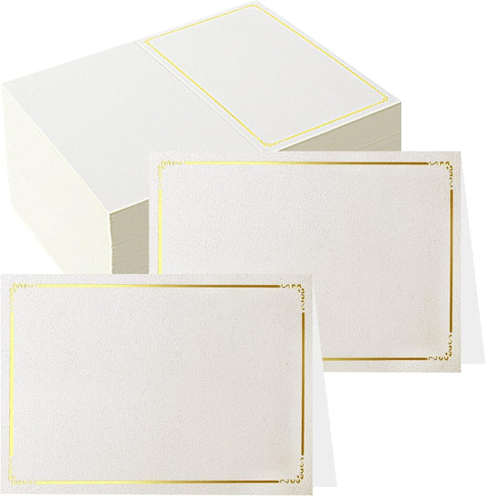 70 Pcs Place Cards Blank Fillable Banquet Seat Card with Gold Foil Frame, Place Cards for Table Setting, Escort Cards, Name Cards, Wedding Place Cards for Wedding, Table, Dinner Parties, 2.5" X 3.75"