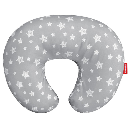 Nursing Pillow Cover for Baby Snug Fits Boppy Nursing Pillows, Super Soft, for Breastfeeding Moms, Grey Star