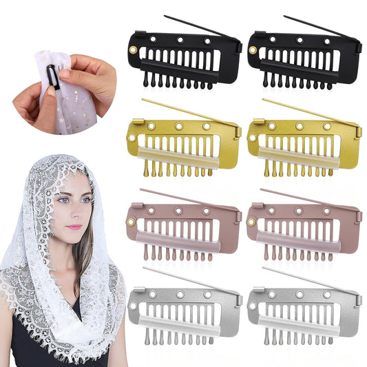 Chunni Clips with Safety Pins,8 PCS Strong Chunni Grip Dupatta Setting Clips Indian for Woman (Mixed Colors)
