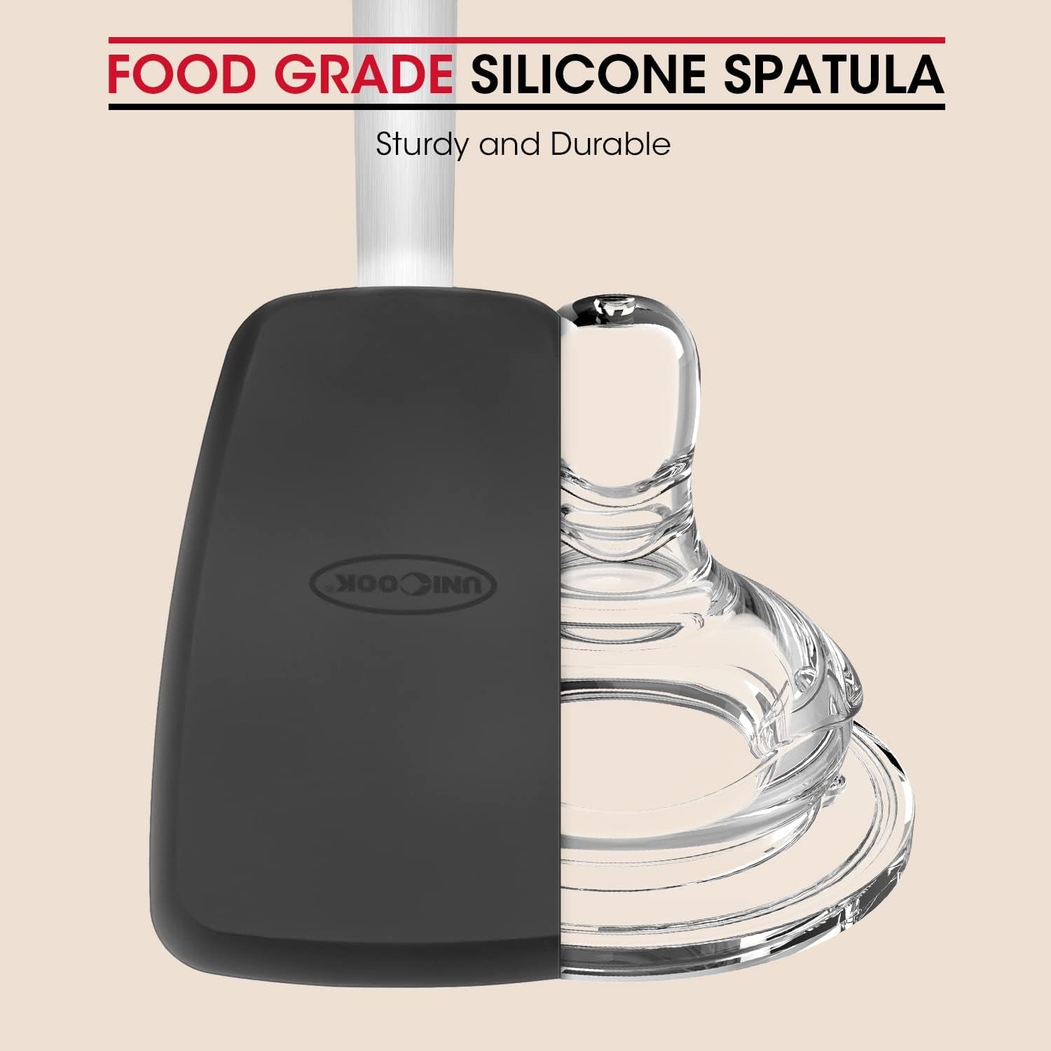 2 Pack Flexible Silicone Spatula, Turner, 600F Heat Resistant, Ideal for Flipping Eggs, Burgers, Crepes and More, Black
