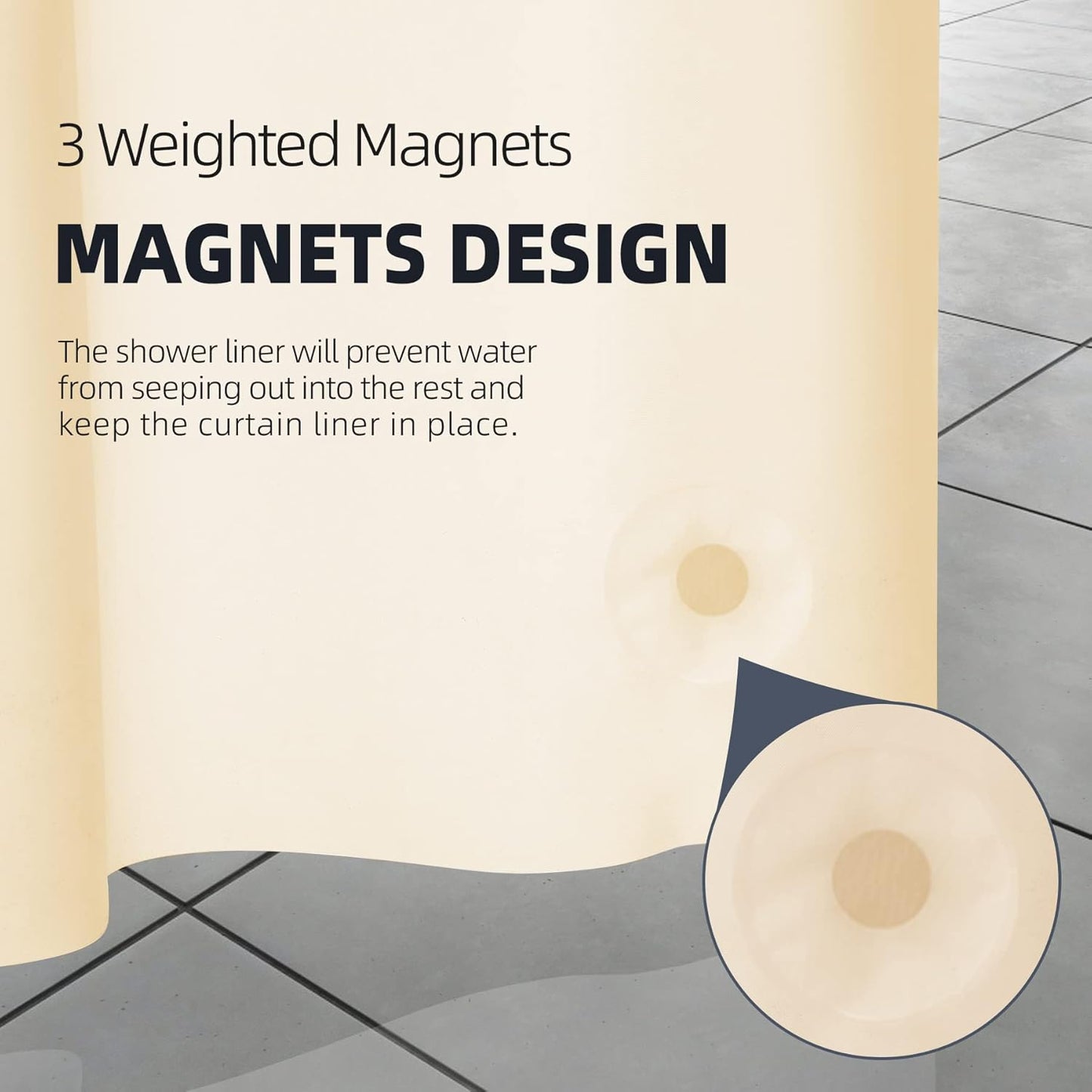 12 Pcs Shower Curtain Hooks and 72 X 72 Beige Shower Curtain Liner