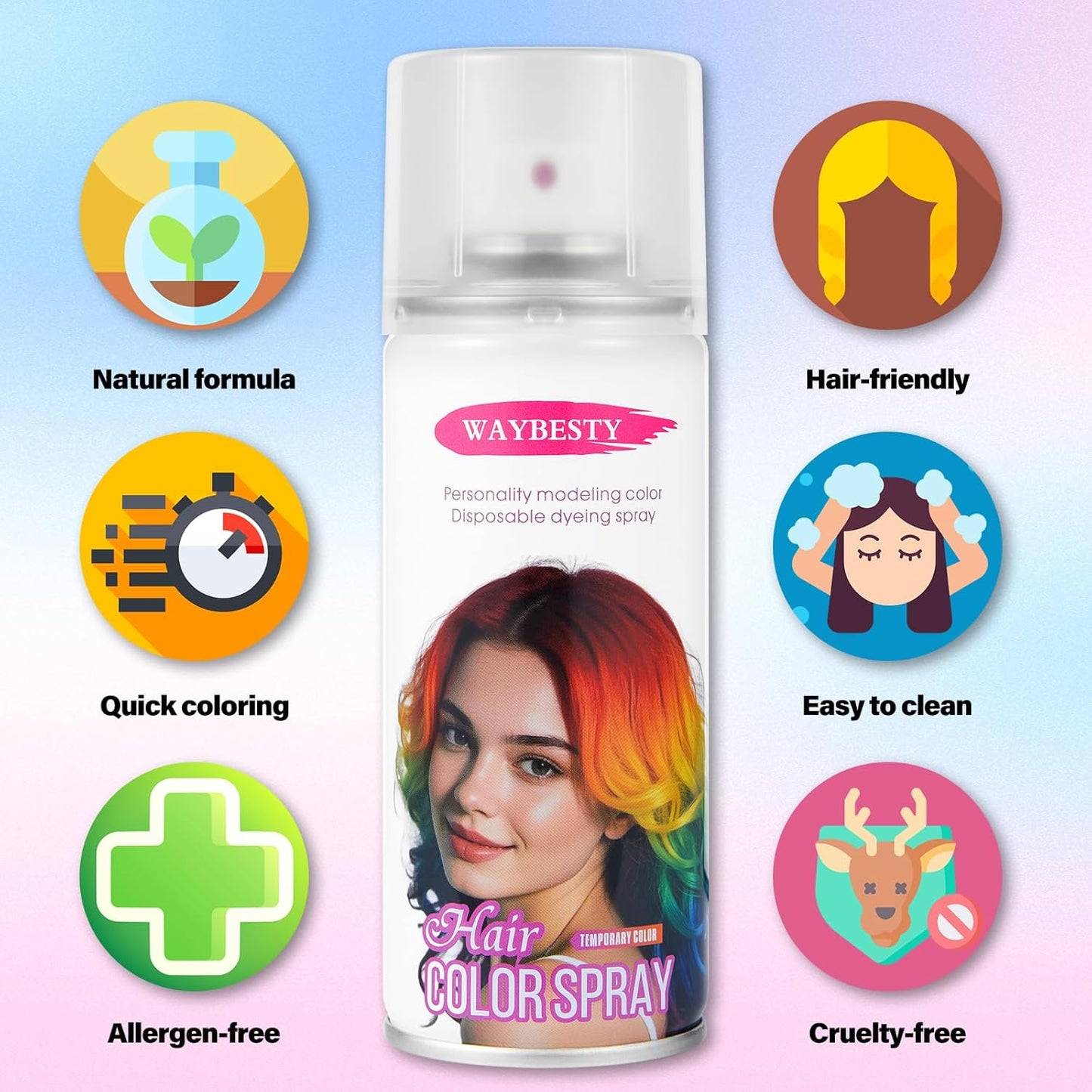 One-Day Temporary Hair Color Spray for Kids Women Men, Washable Hair Dye Spray Non-Sticky for Cosplay Party DIY, Christmas Party, Halloween Crazy Hair Day (Fiery Red, 4.06 Oz)