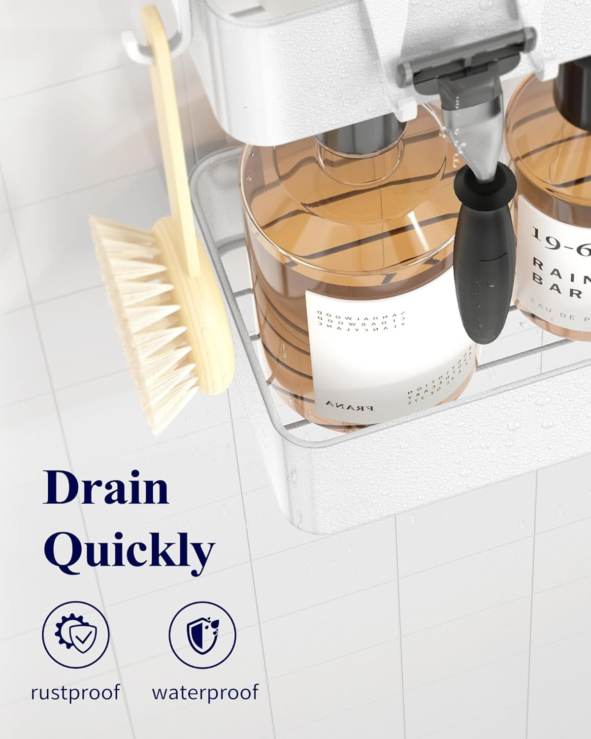 Large Shower Caddy - 2 Pack Adhesive Shower Organizer, Rustproof Metal Shelves, No-Drill Bathroom Organizers and Storage, White