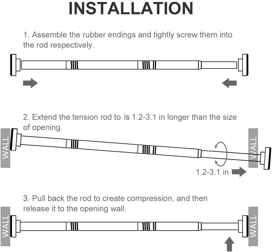 Shower Curtain Rod Tension - 26-76 Inch Never Rust Non-Slip Spring Tension Curtain Rod No Drilling Stainless Steel Curtain Rod Use Bathroom Kitchen(Silver)