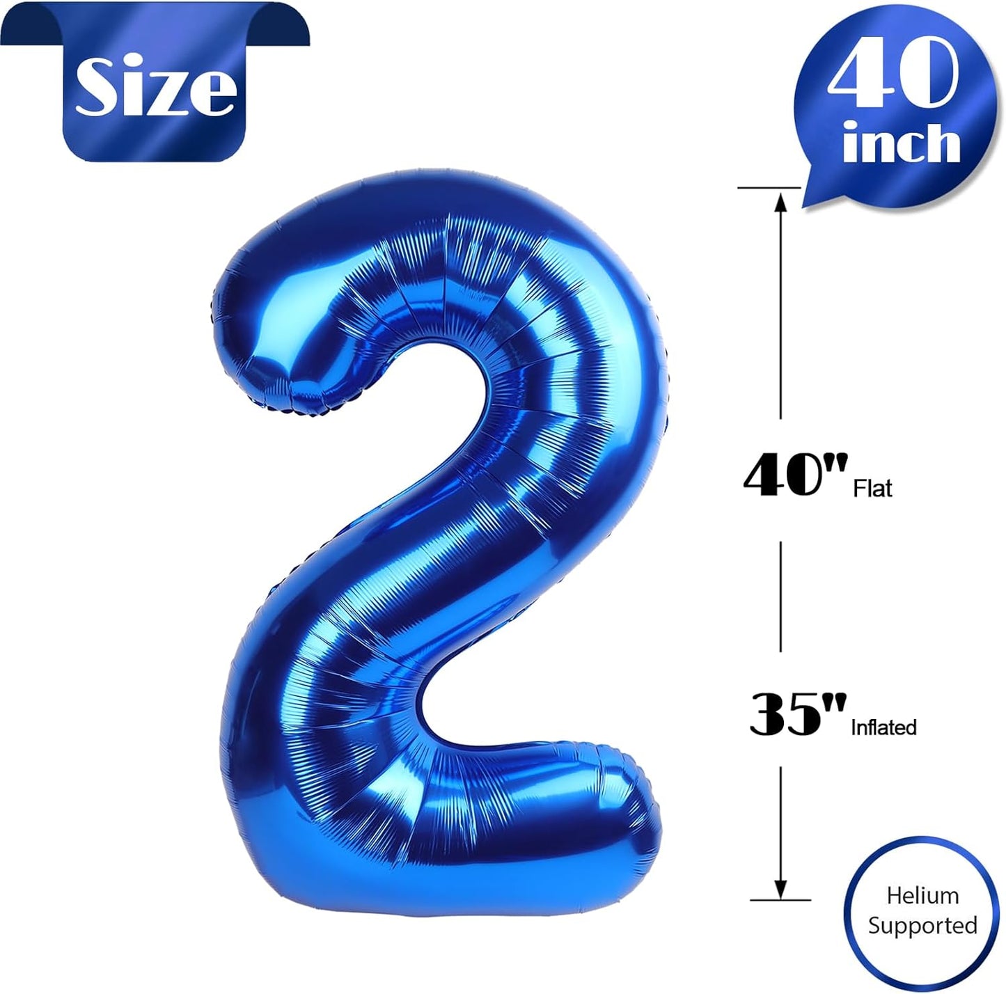 Metallic Blue Number 3 Balloon 40 Inch, 3 Balloon Number, 3Rd Birthday Decorations, Navy Blue Party Supplies for Boys Girls