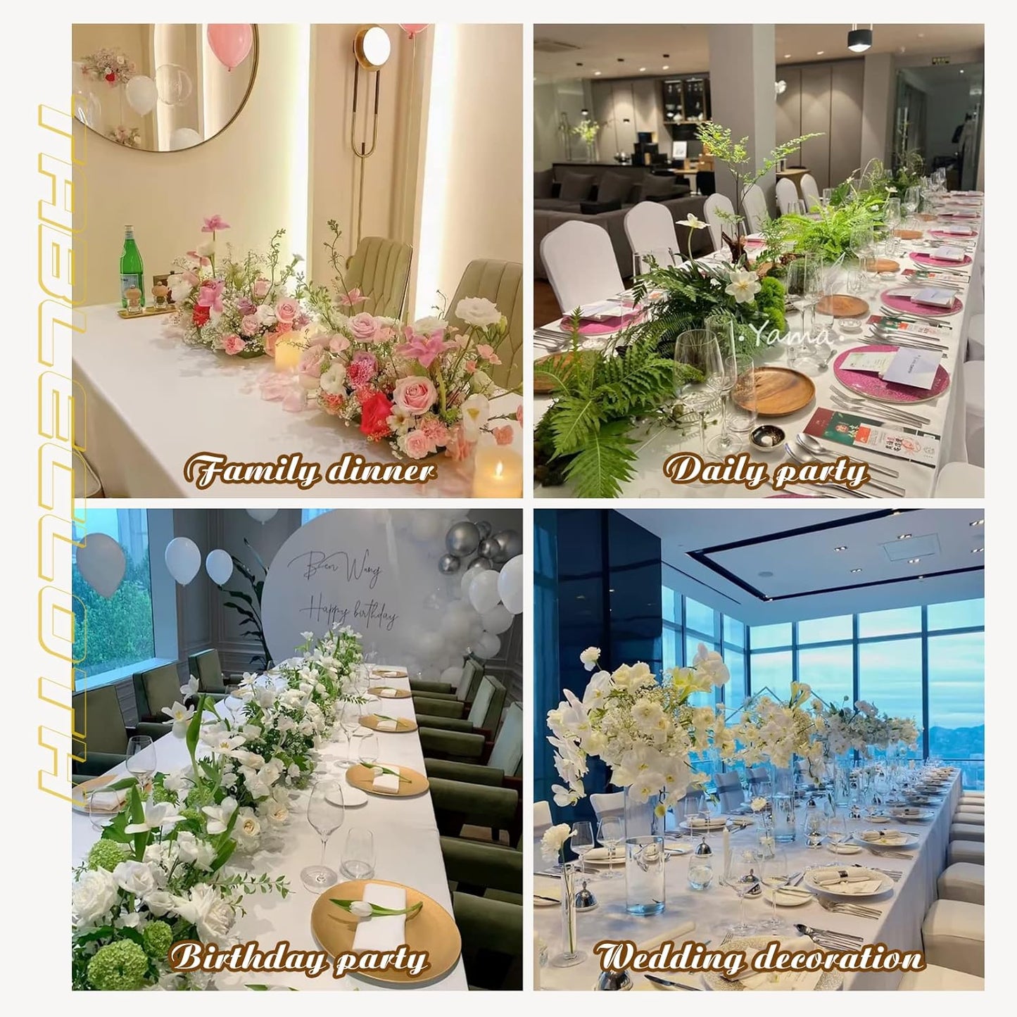60 X102 Inch White Rectangle Table Cloths 2 Packs Polyester Tablecloths High Density Washable Fabric Table Cover for 6 Foot Tables Wrinkle Resistant Tablecloth for Wedding Buffet Banquet Party