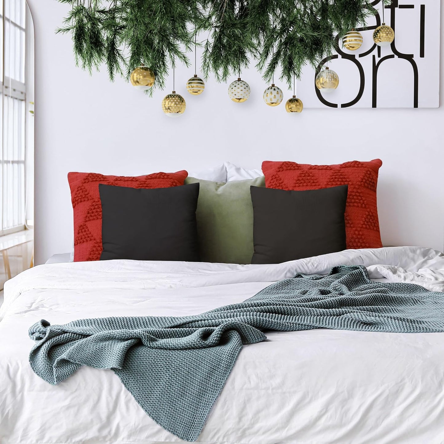 Throw Pillows Insert (Pack of 2, Black) - 18 X 18 Inches Bed and Couch Pillows - Indoor Decorative Pillow
