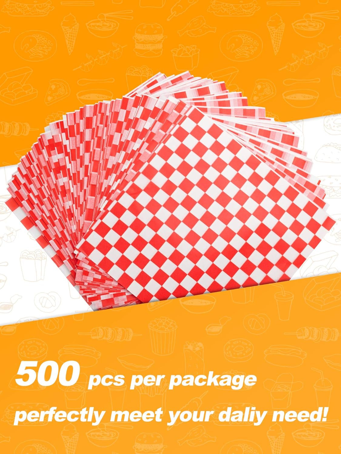 12 X 12 Inches Wax Paper for Food, 500 Pcs Non-Stick Hamburger Patty Paper, Square Sandwich Separators Wrapping Paper, for Lunch, Restaurants, Barbecues, Picnics, Parties, Red Plaid