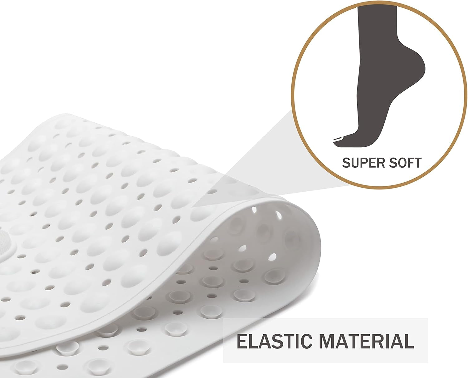 Bath Tub Mat Shower Mat Non Slip Bathtub Mats with Suction Cups Bath Mat for Tub Bathroom Mats 28" X 16" Machine Washable (White)