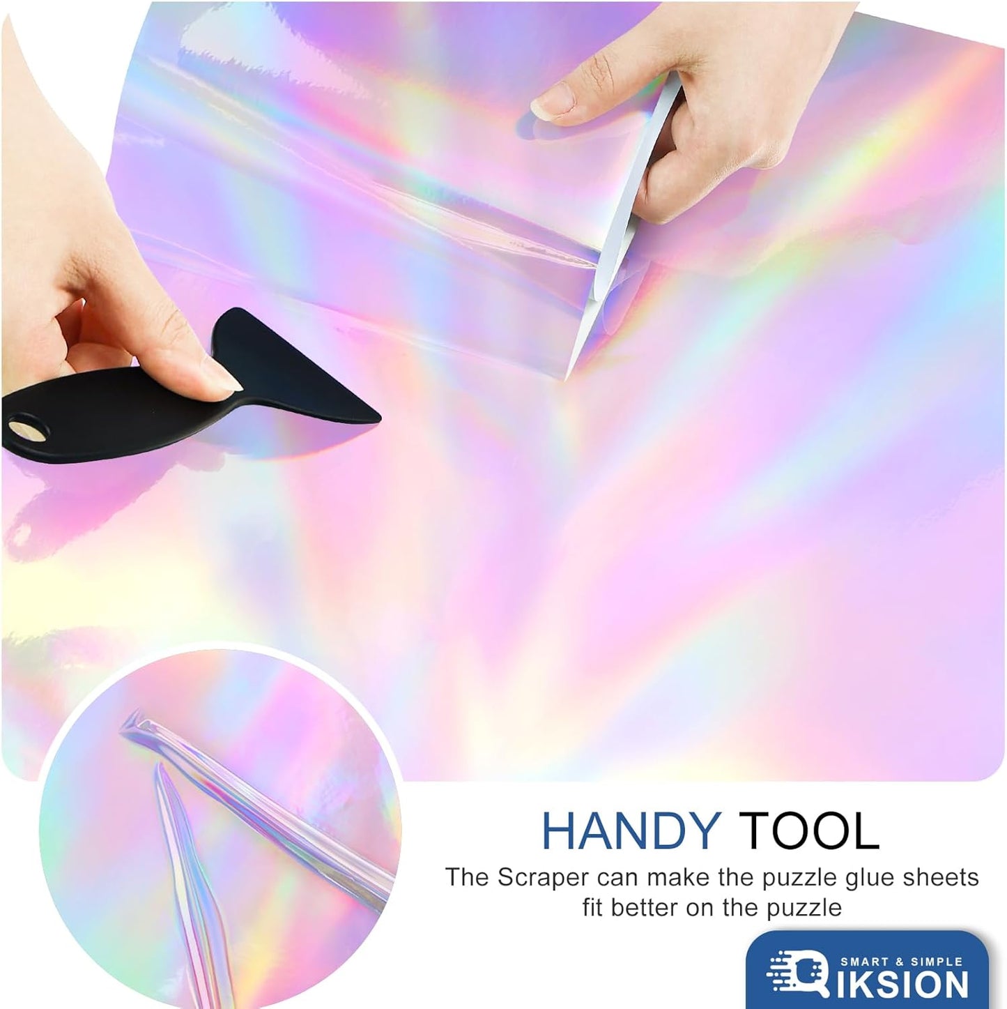 Puzzle Glue Sheets for 4 X 1000 Puzzles, 24 Sheets Iridescent Puzzle Saver, Shiny Laser Puzzle Saver Sheets Peel and Stick, Holographic Foil Puzzle Glue and Frame No Stress & No Mess