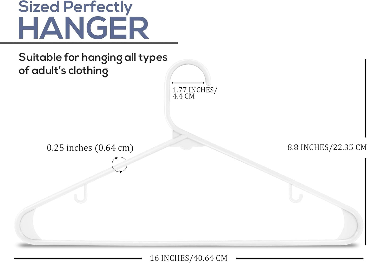 Plastic Hangers 20 Pack - Clothes Hanger with Hooks - Durable & Space Saving (White)